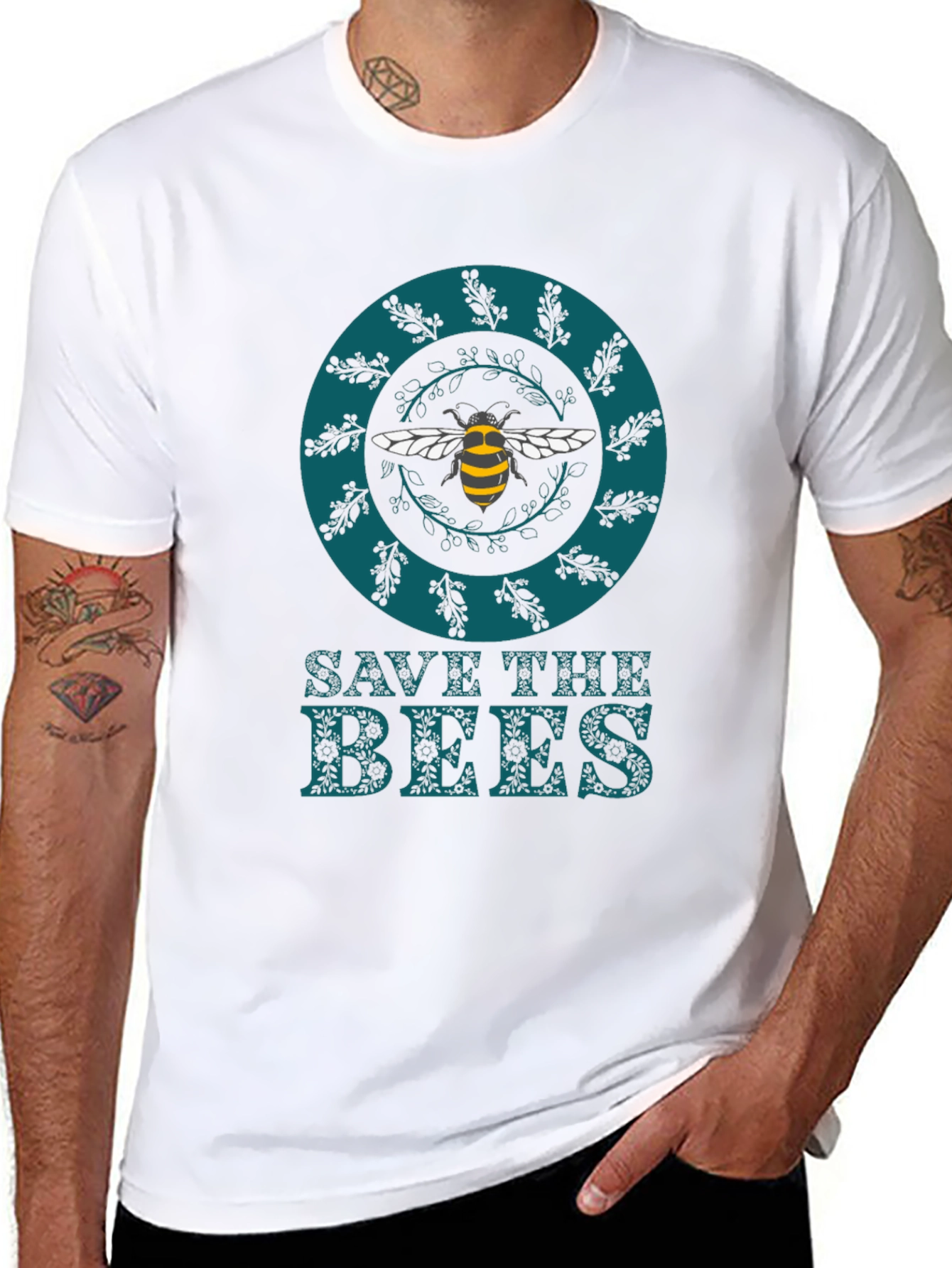 Black Save The Bees Graphic Tee - Black Cotton T-Shirt view 8