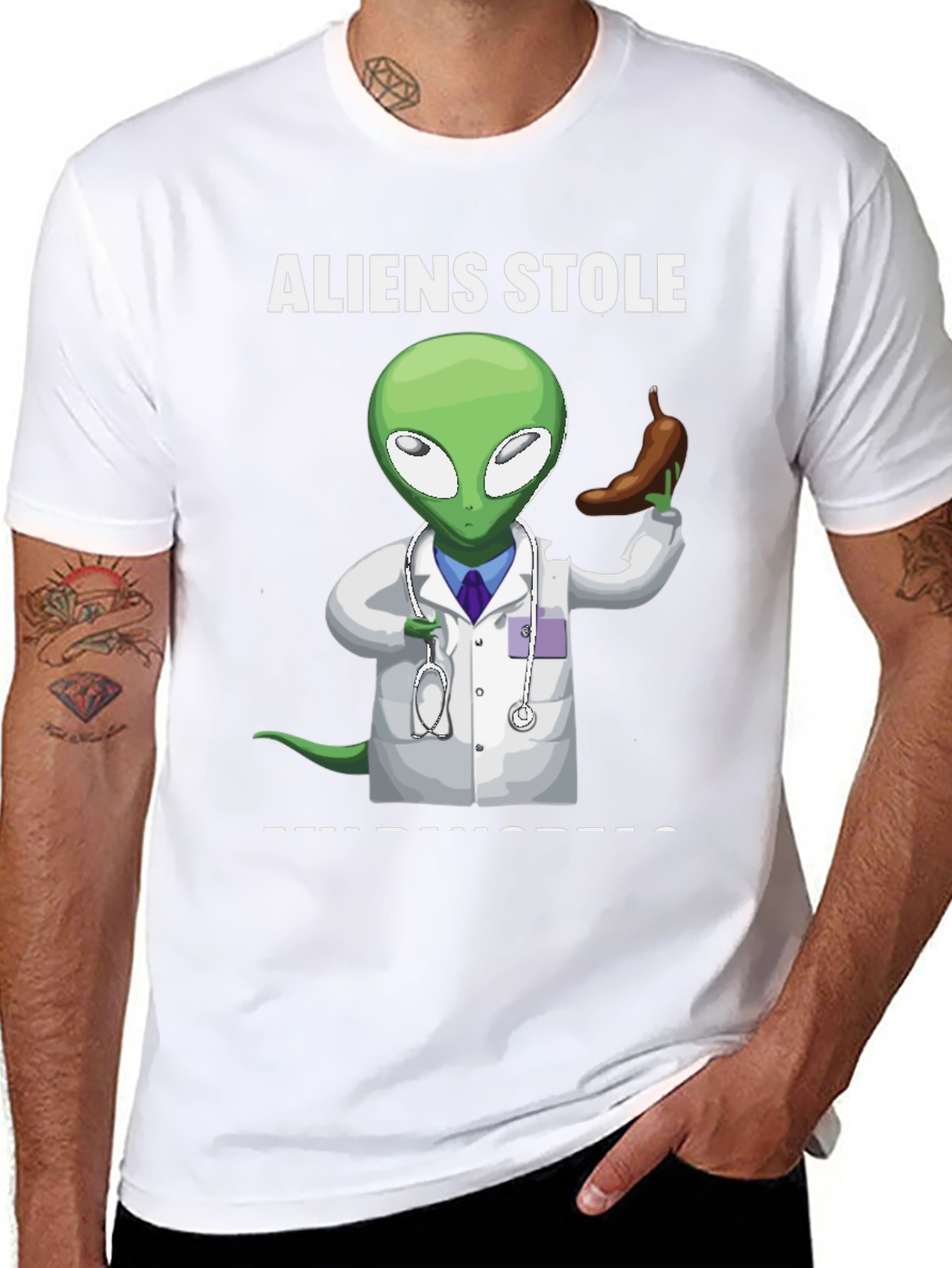 Black Aliens Stole My Pancreas Graphic T-Shirt view 8