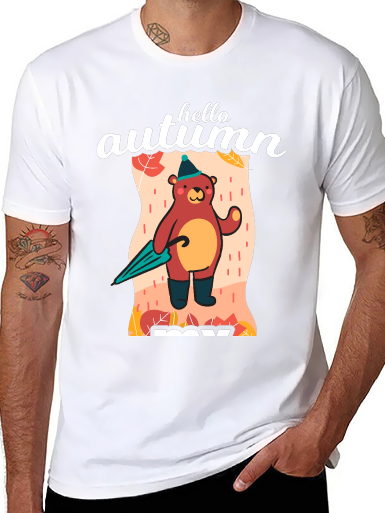 Black Hello Autumn Bear T-Shirt view 8