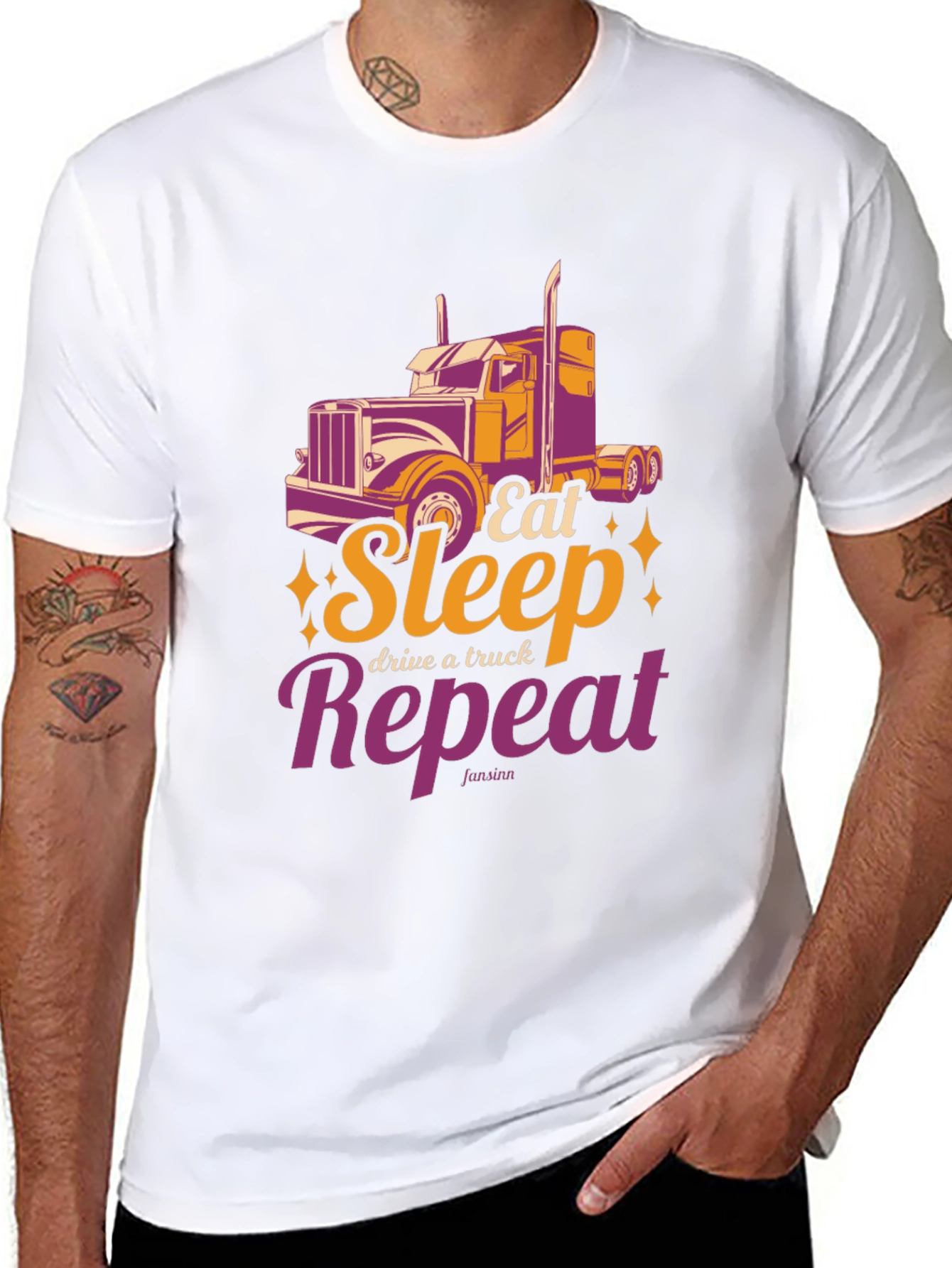 Black Trucker's T-Shirt: Eat Sleep Drive Repeat view 8