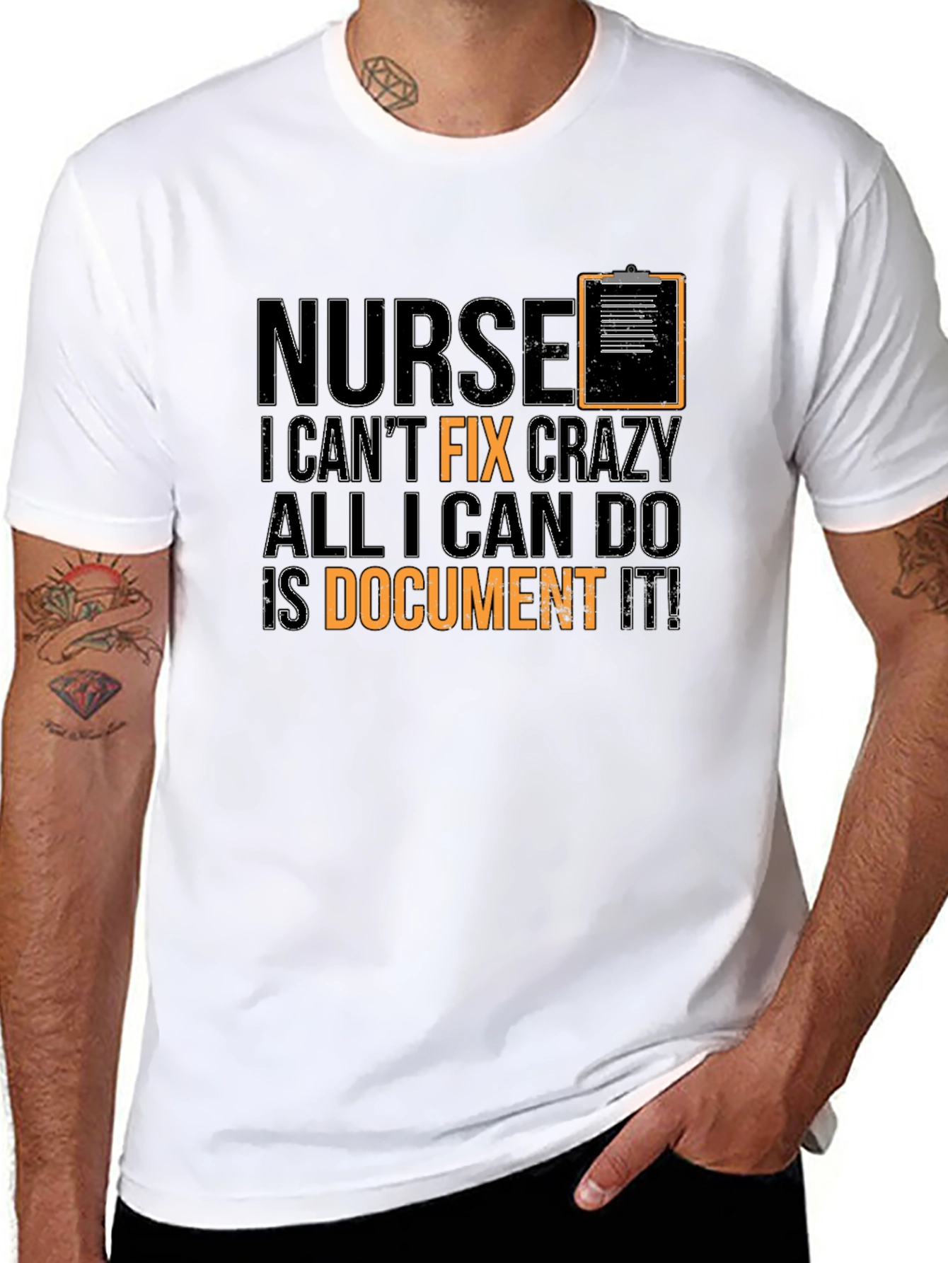 Black Nurse Crazy Funny Black T-Shirt view 8