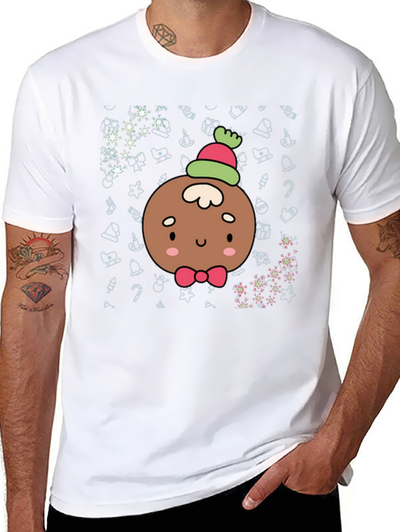 Black Festive Gingerbread Person T-Shirt view 8