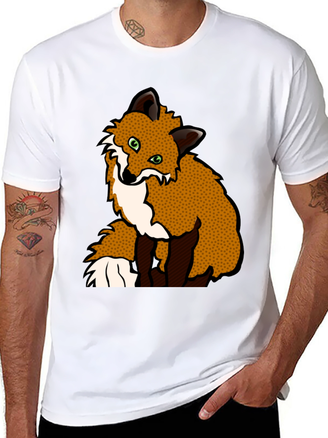 Black Fox Graphic T-Shirt - Black Cotton Tee view 8