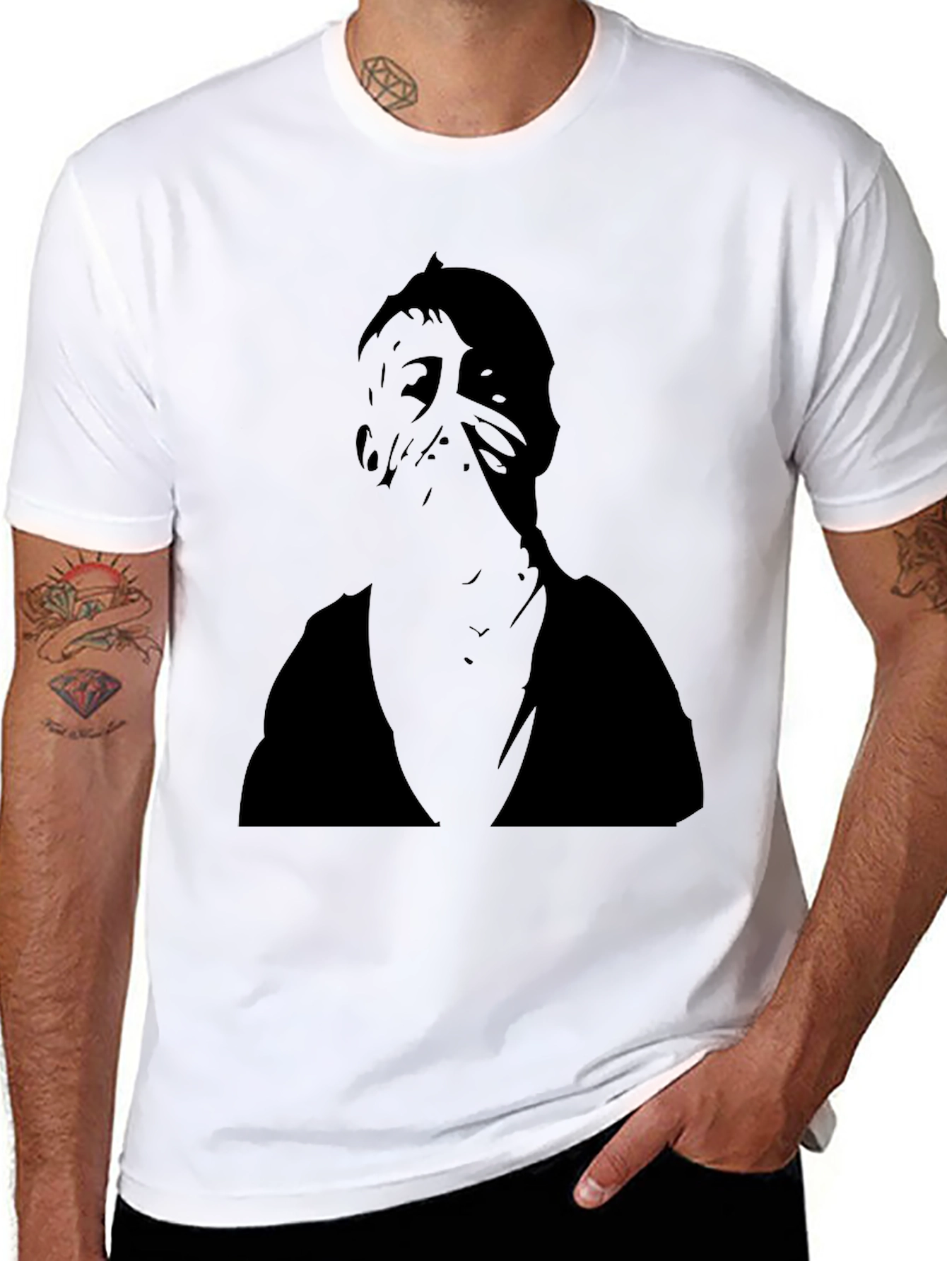 Black Mysterious Figure Black Graphic Tee view 8