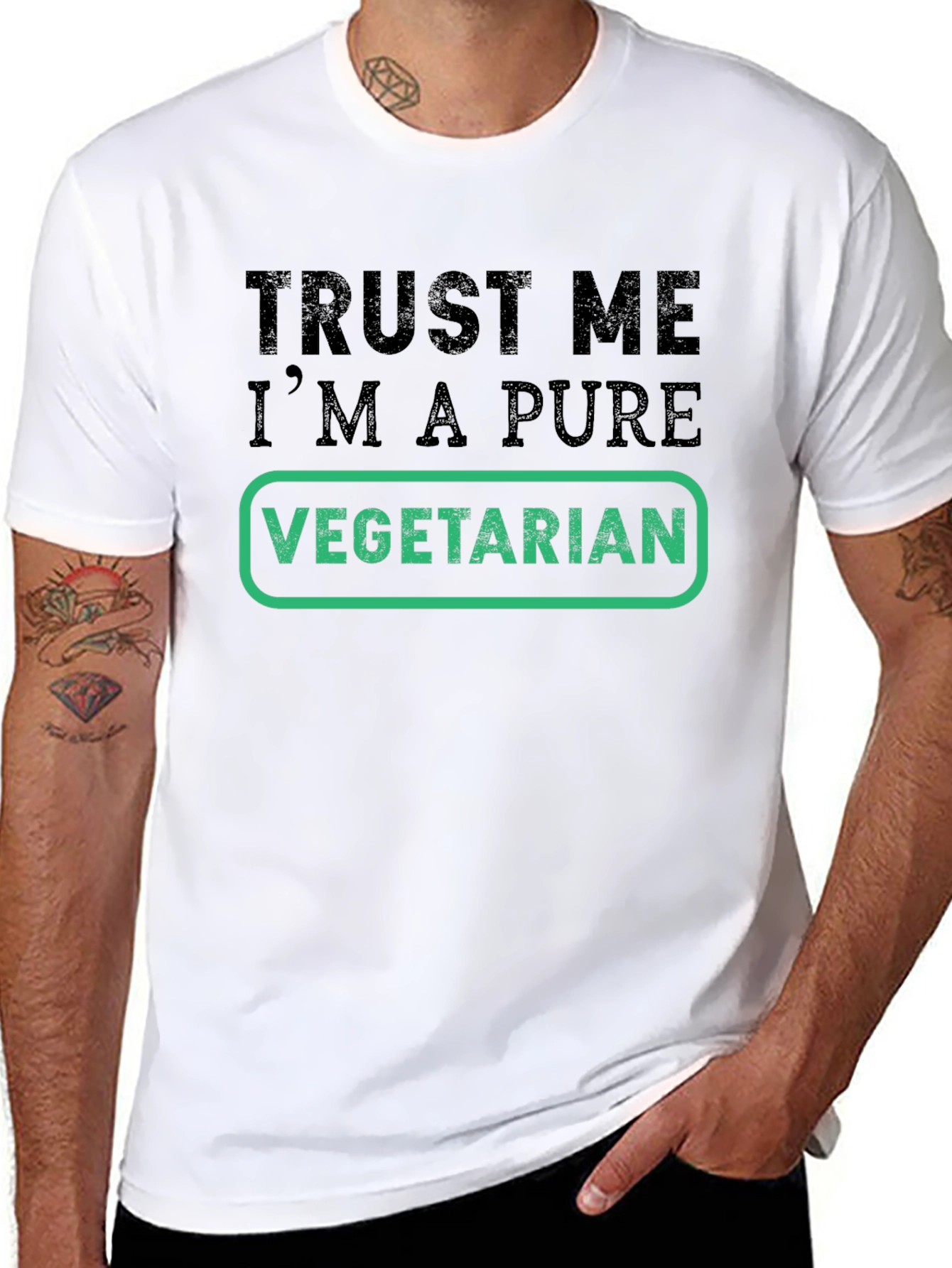 Black Trust Me I'm a Pure Vegetarian T-Shirt view 8