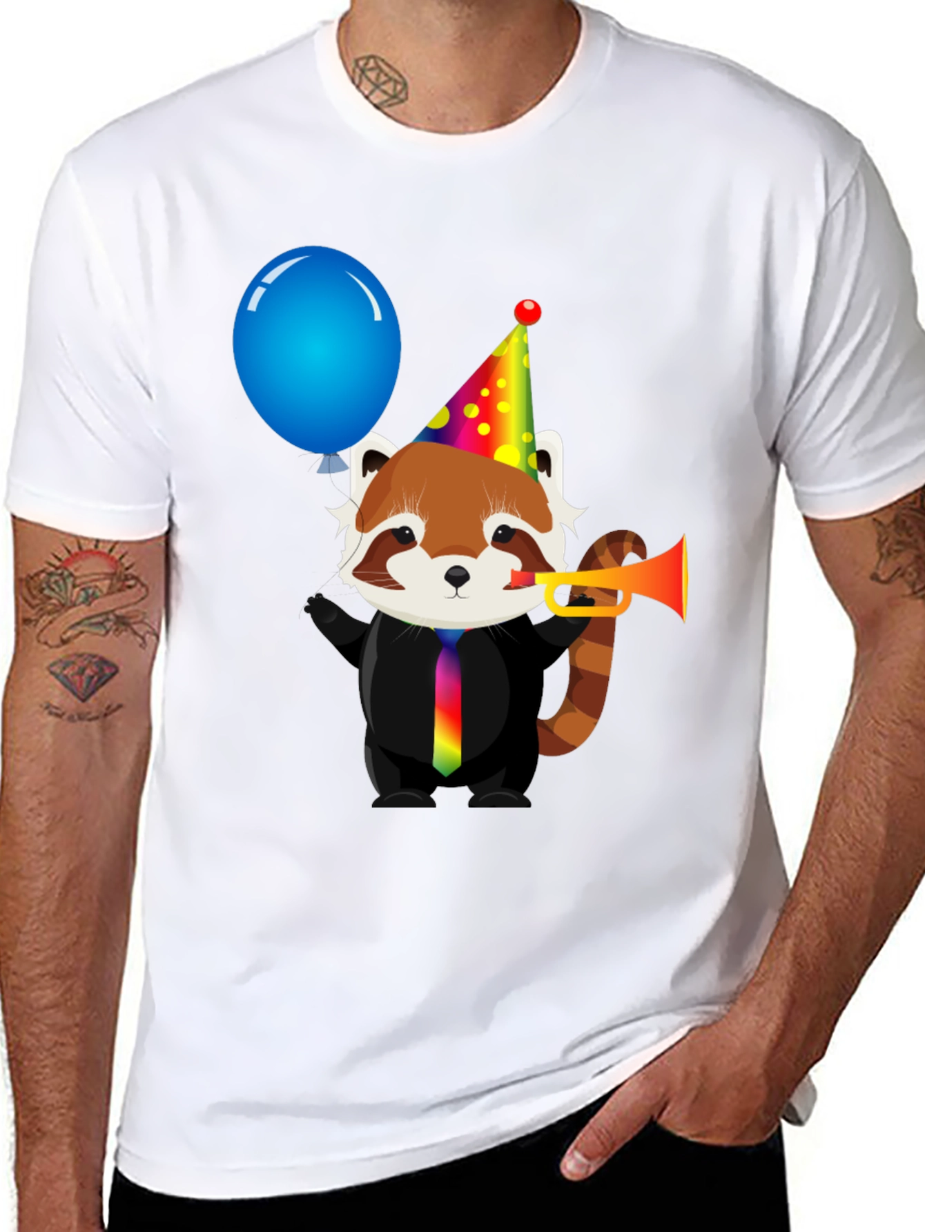Black Party Red Panda T-Shirt - Fun & Unique Design view 8