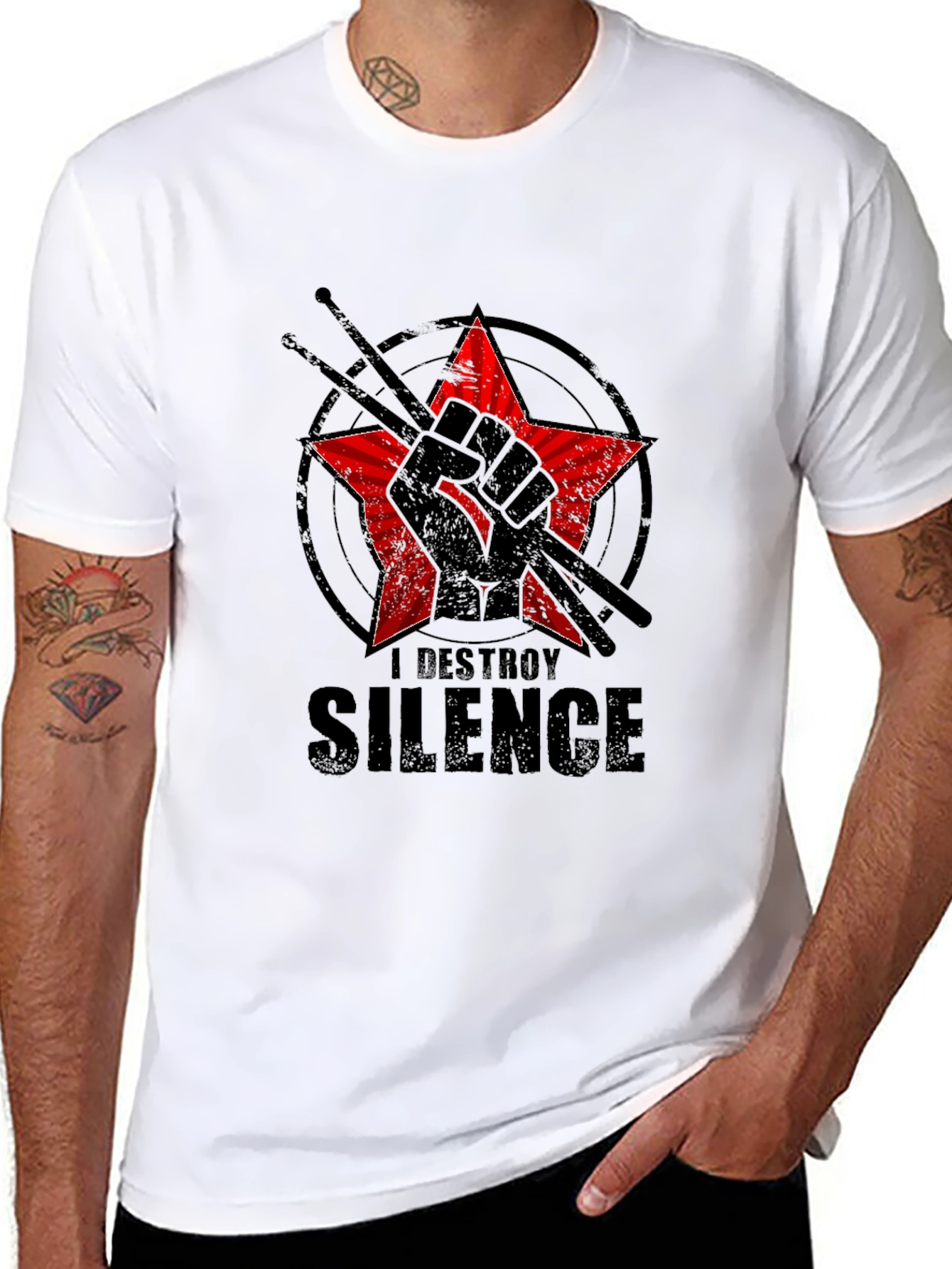 Black I Destroy Silence Graphic Tee view 8