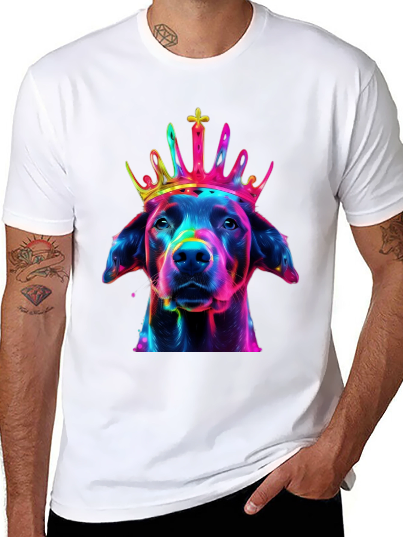 Black Dog King T-Shirt - Vivid Graphic Print view 8