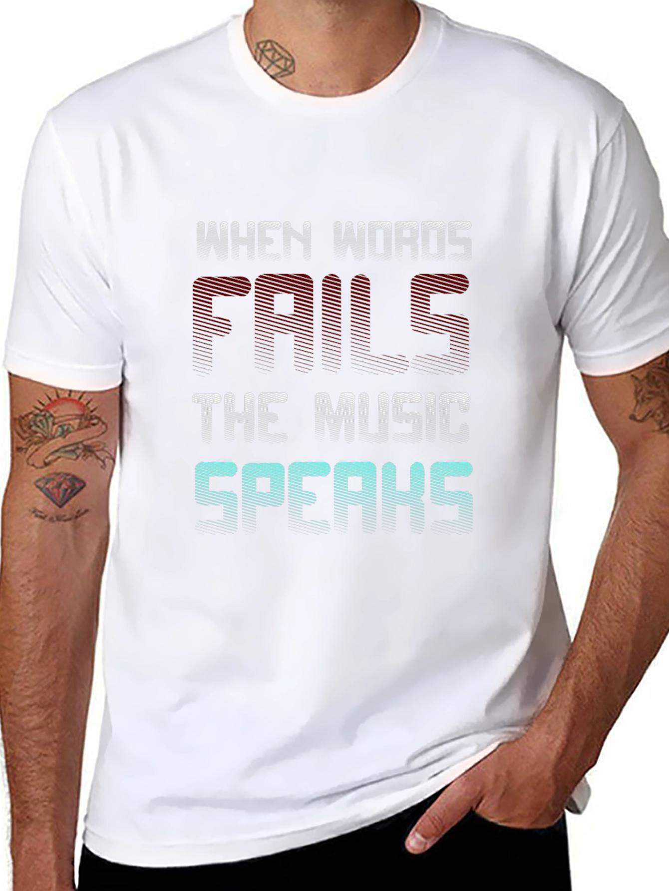 Black Music Speaks T-Shirt - When Words Fail Graphic Tee view 8