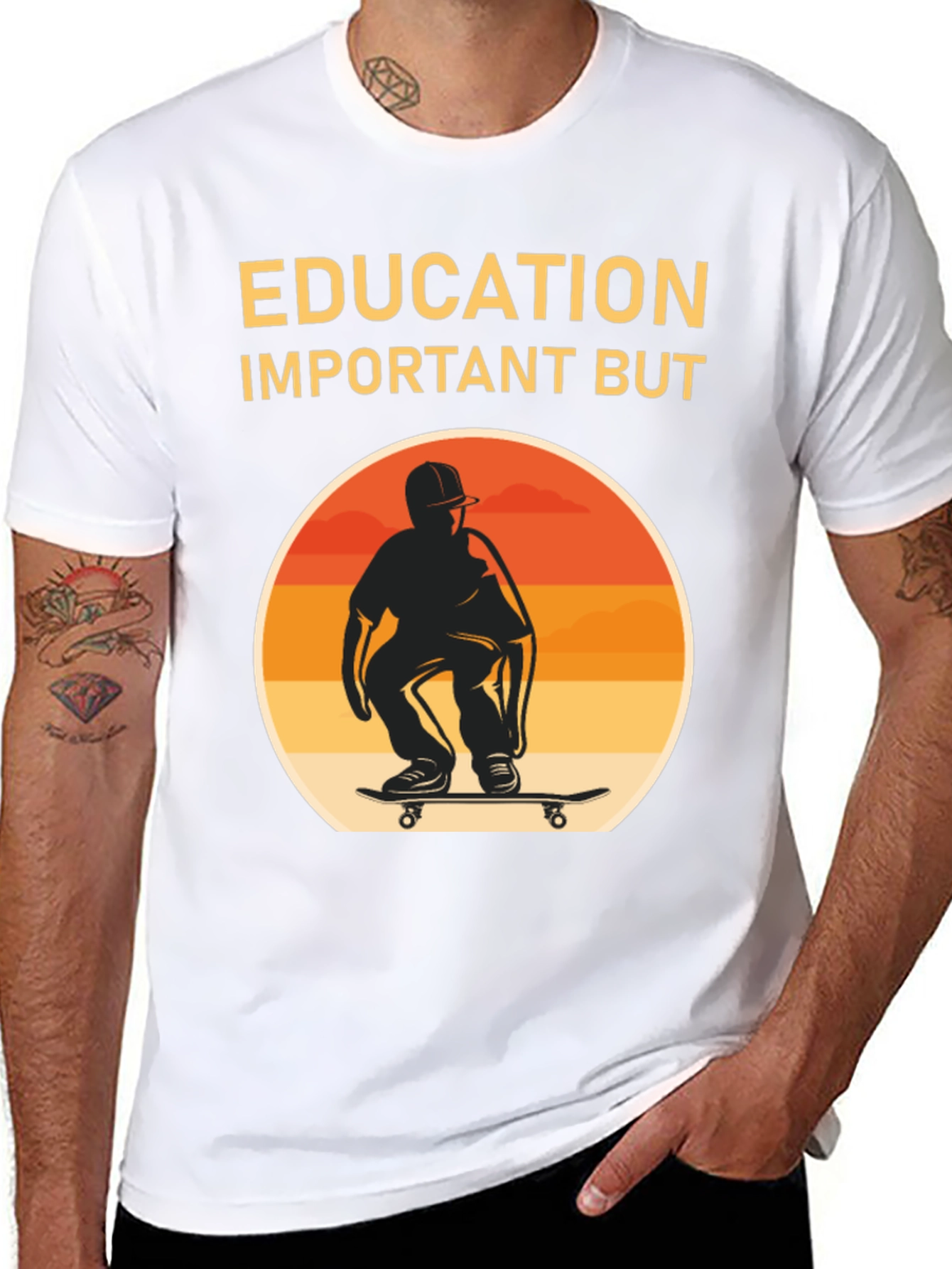 Black Education Important Skateboarder Graphic Tee view 8