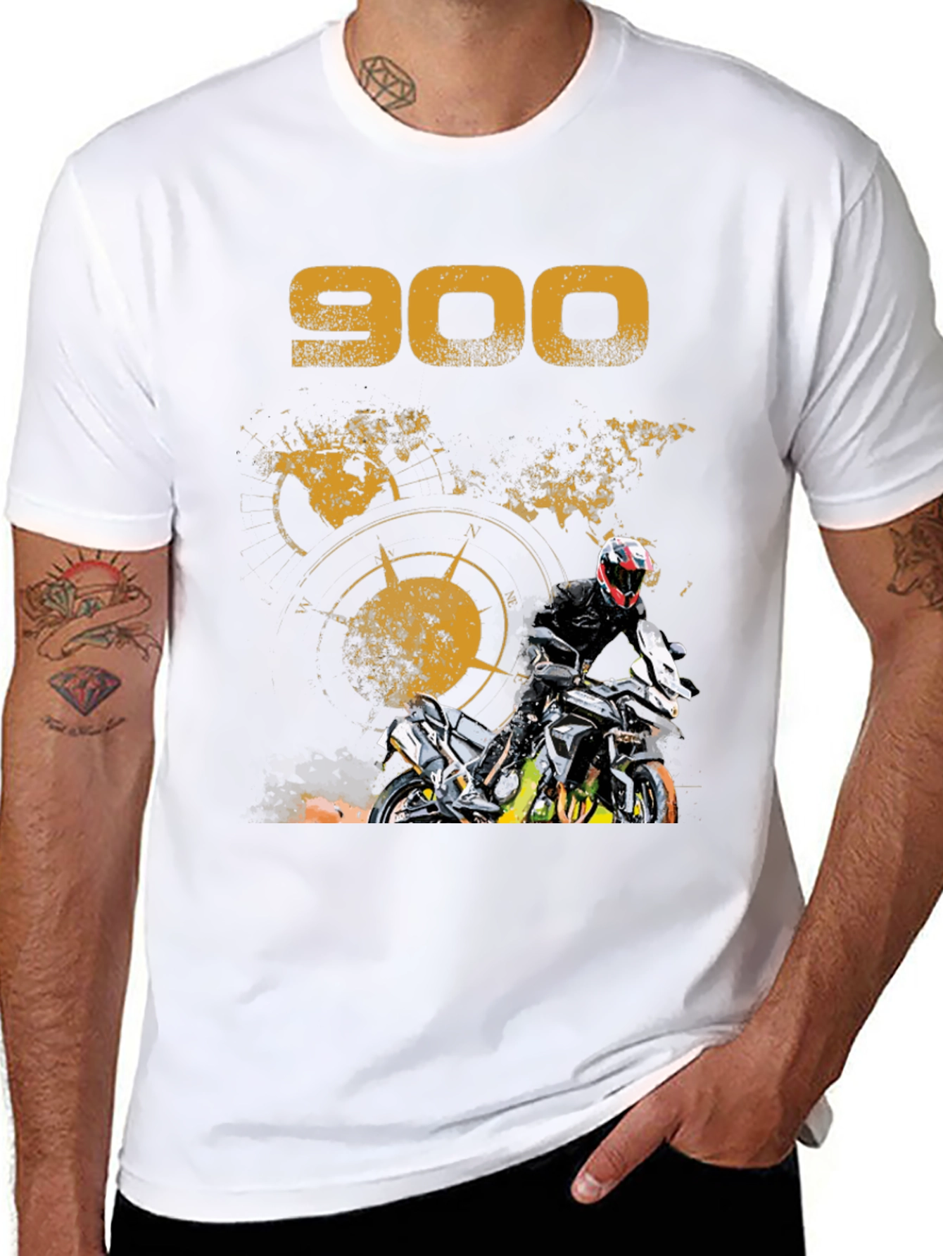 Black 900 Motorcycle Graphic T-Shirt view 8