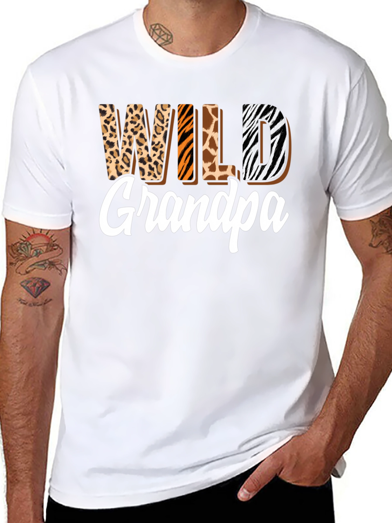 Black Wild Grandpa Animal Print T-Shirt view 8