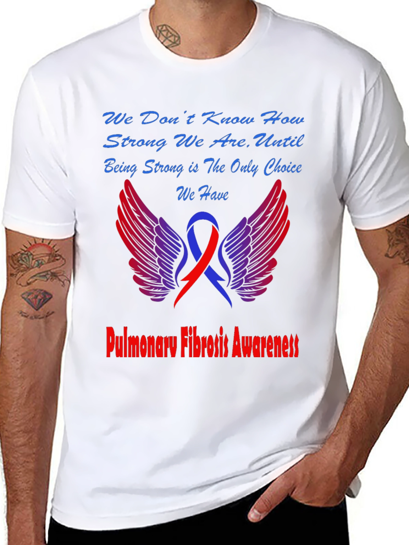 Black Pulmonary Fibrosis Awareness T-Shirt view 8