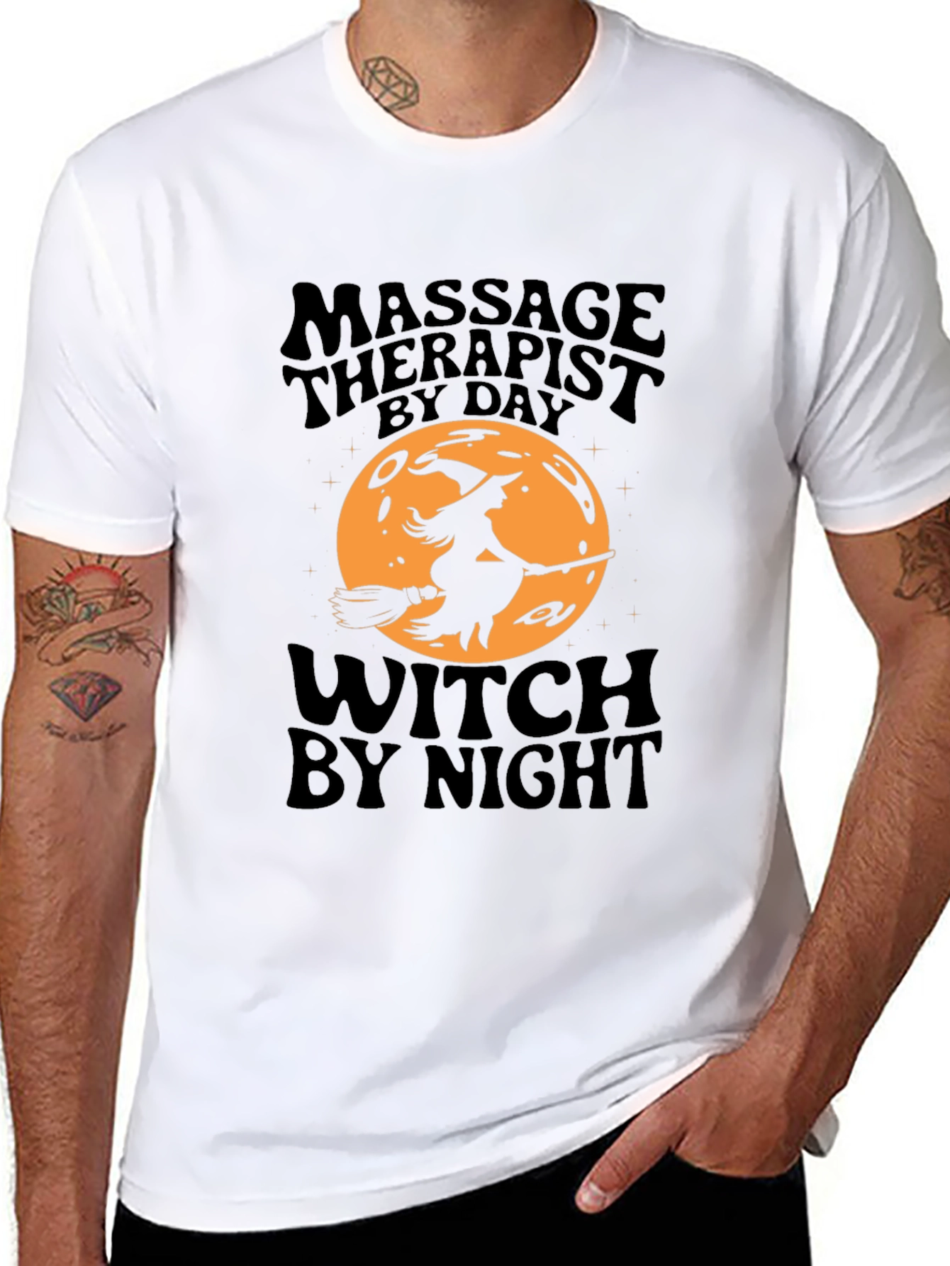 Black Massage Therapist Witch T-Shirt - Halloween Edition view 8