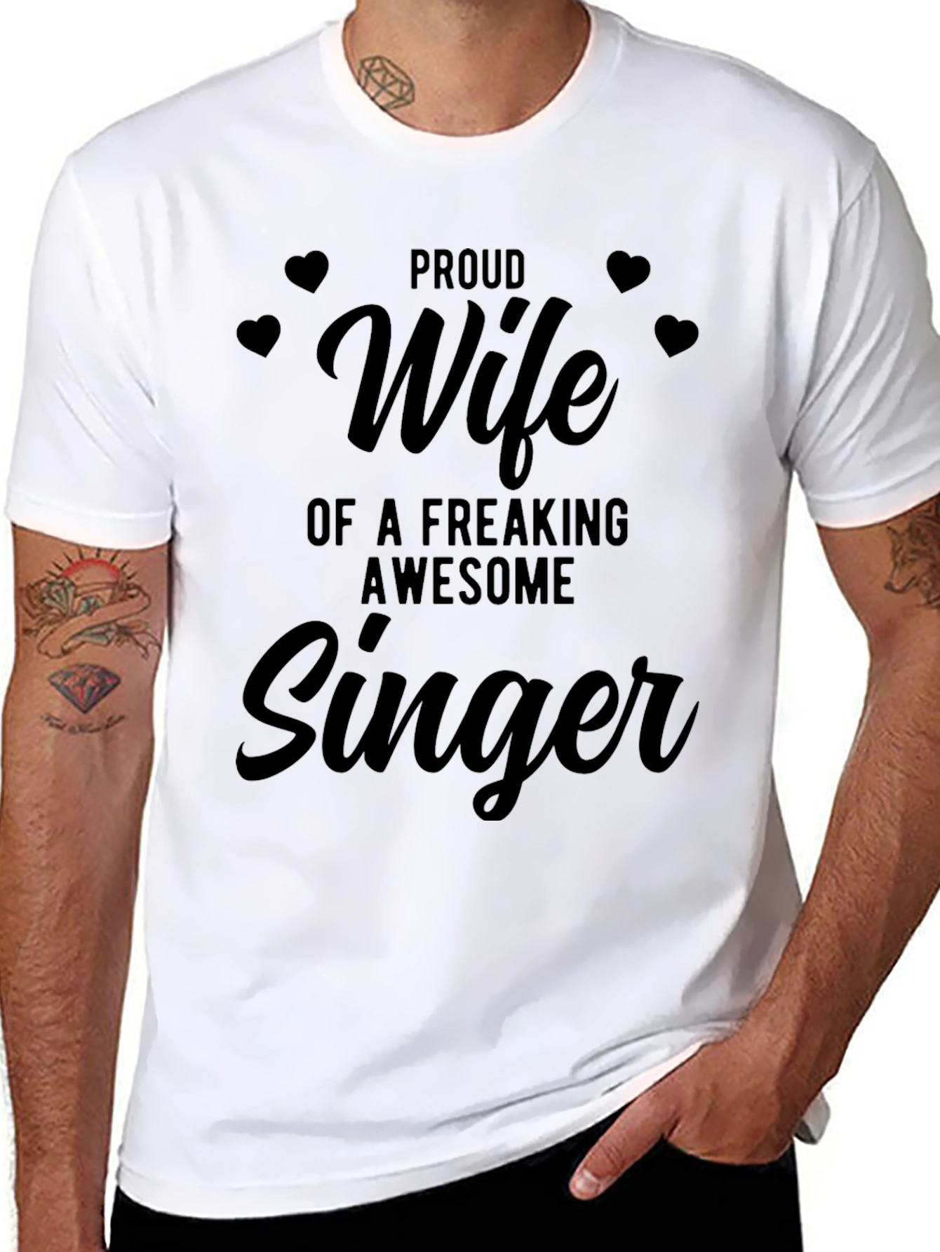 Black Proud Wife of Singer T-Shirt view 8