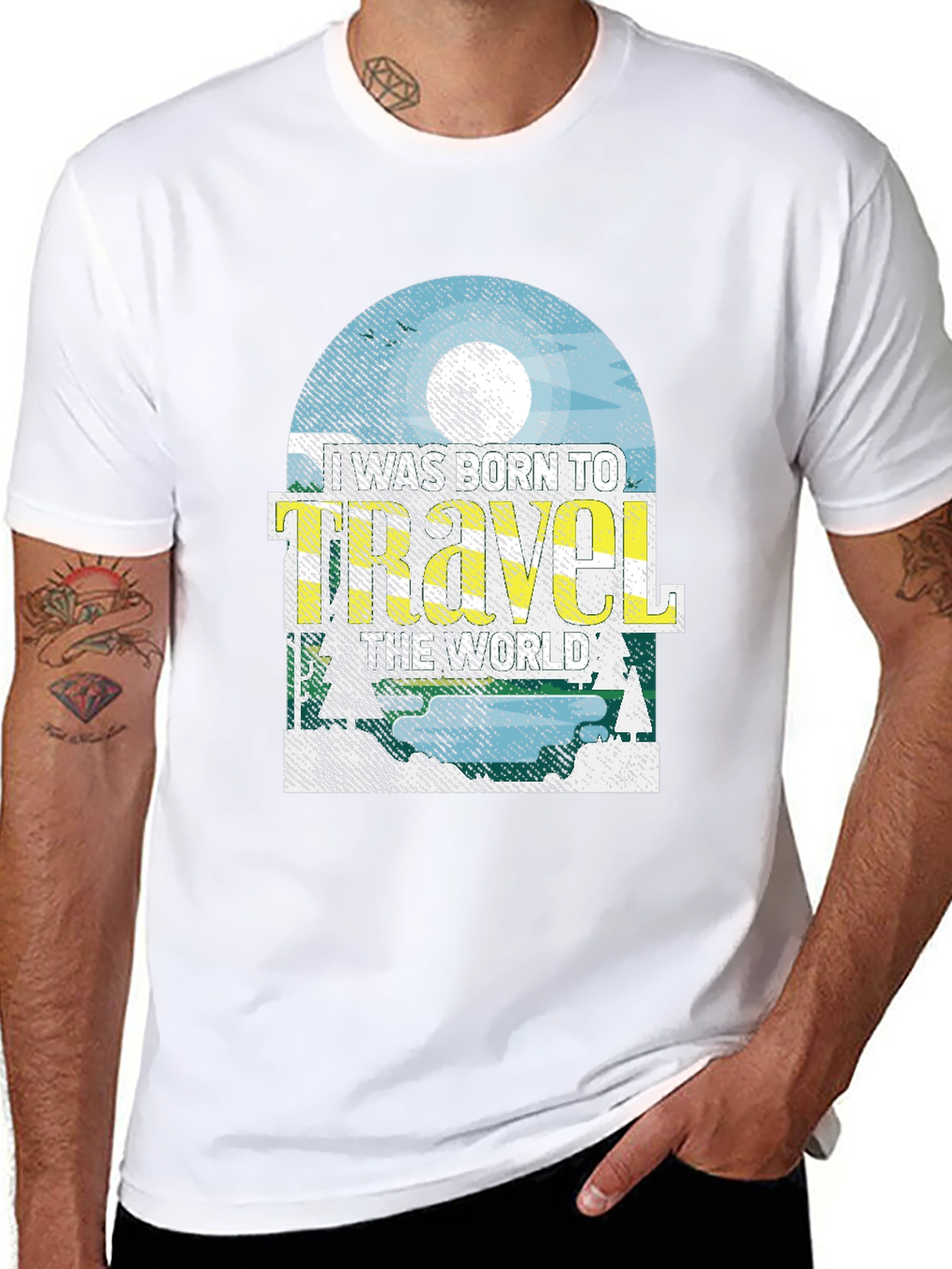 Black Born to Travel Worlds T-Shirt view 8