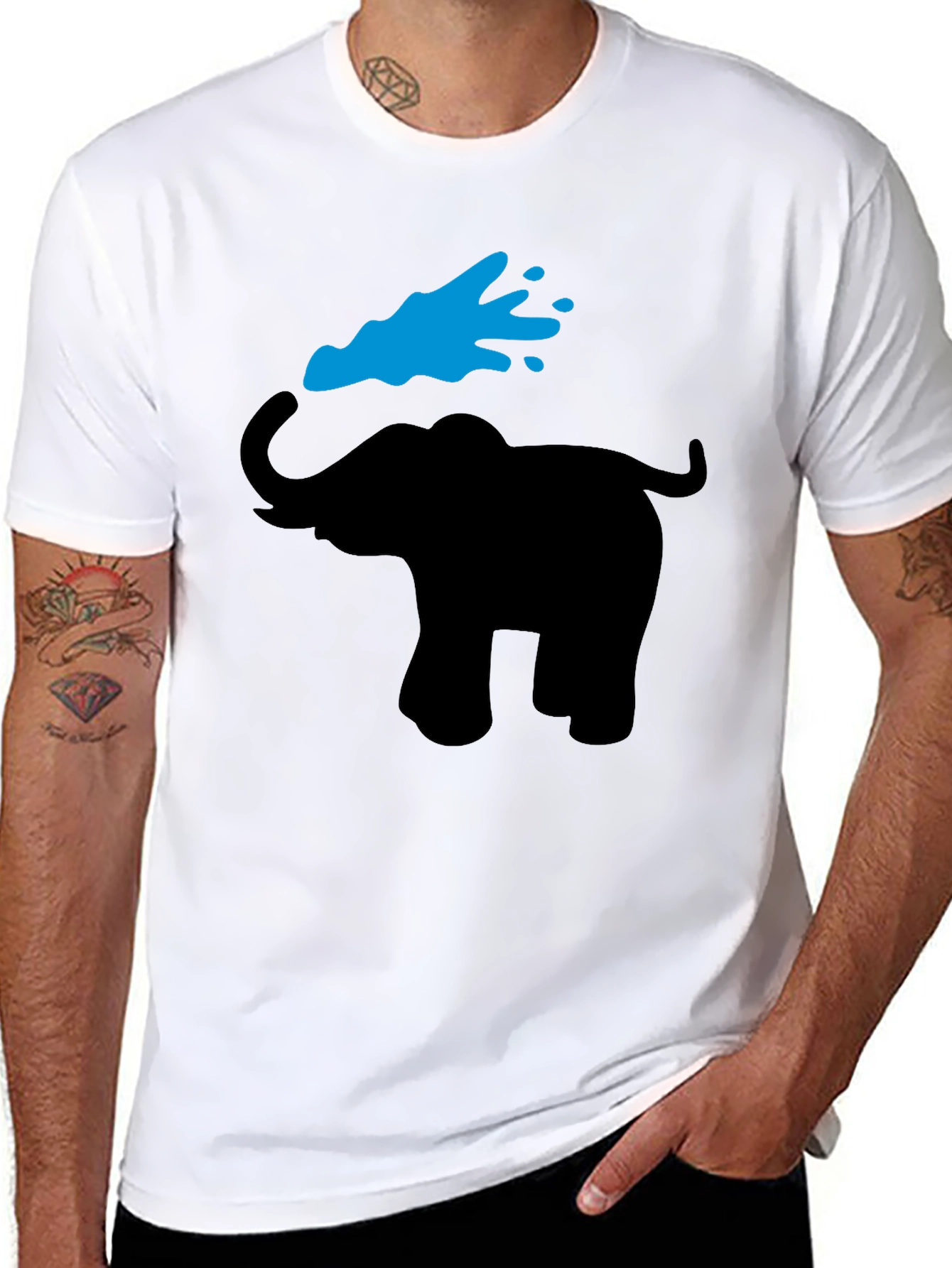 Black Elephant Graphic Tee - Black Cotton T-Shirt view 8