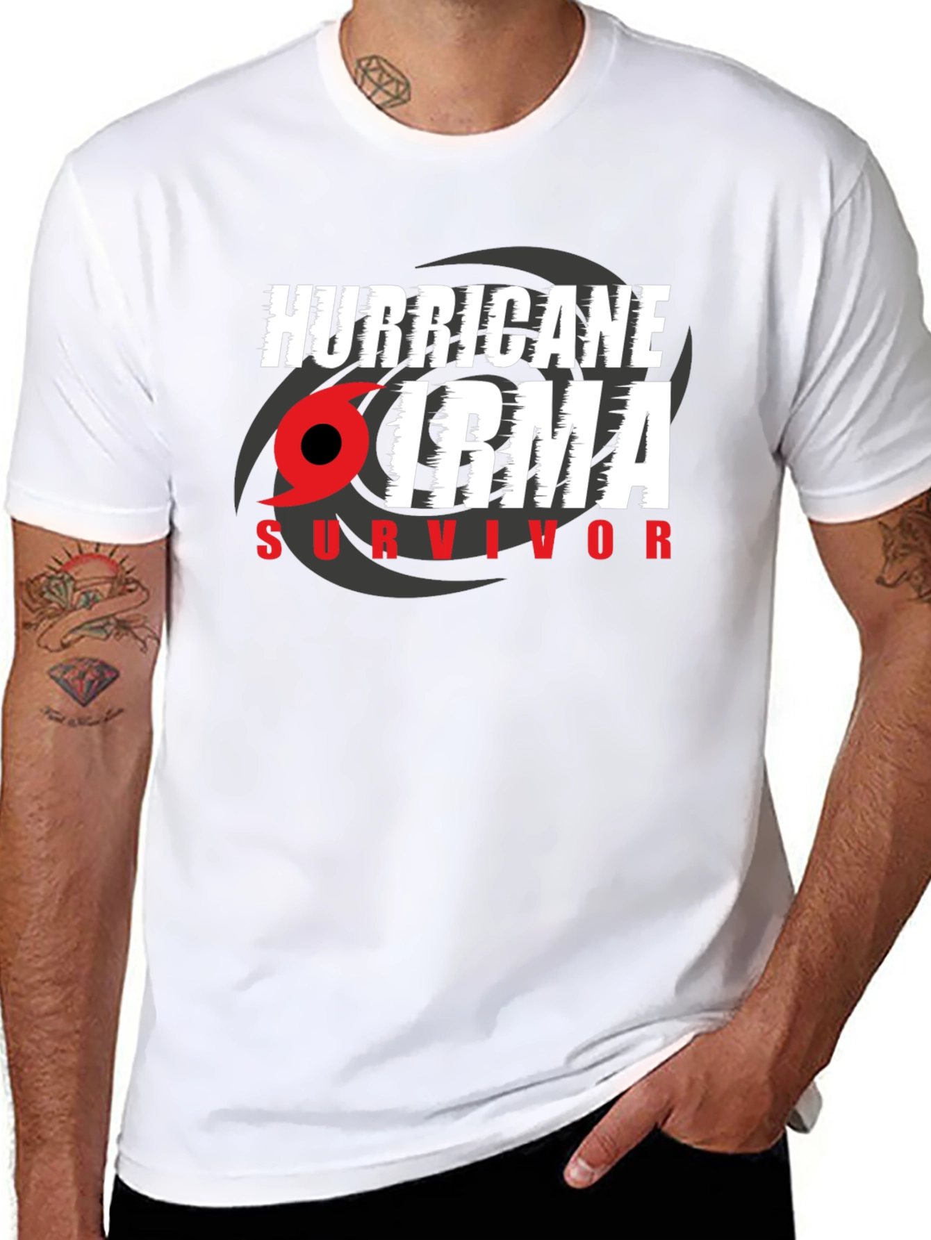 Black Hurricane Irma Survivor T-Shirt view 8