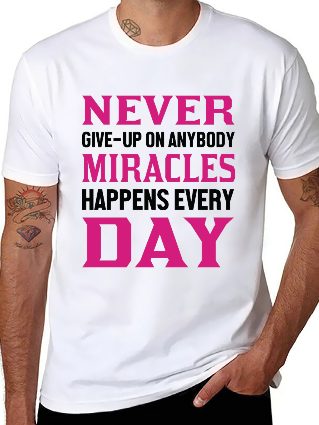 Black Inspirational Miracles Happen Everyday T-Shirt view 8