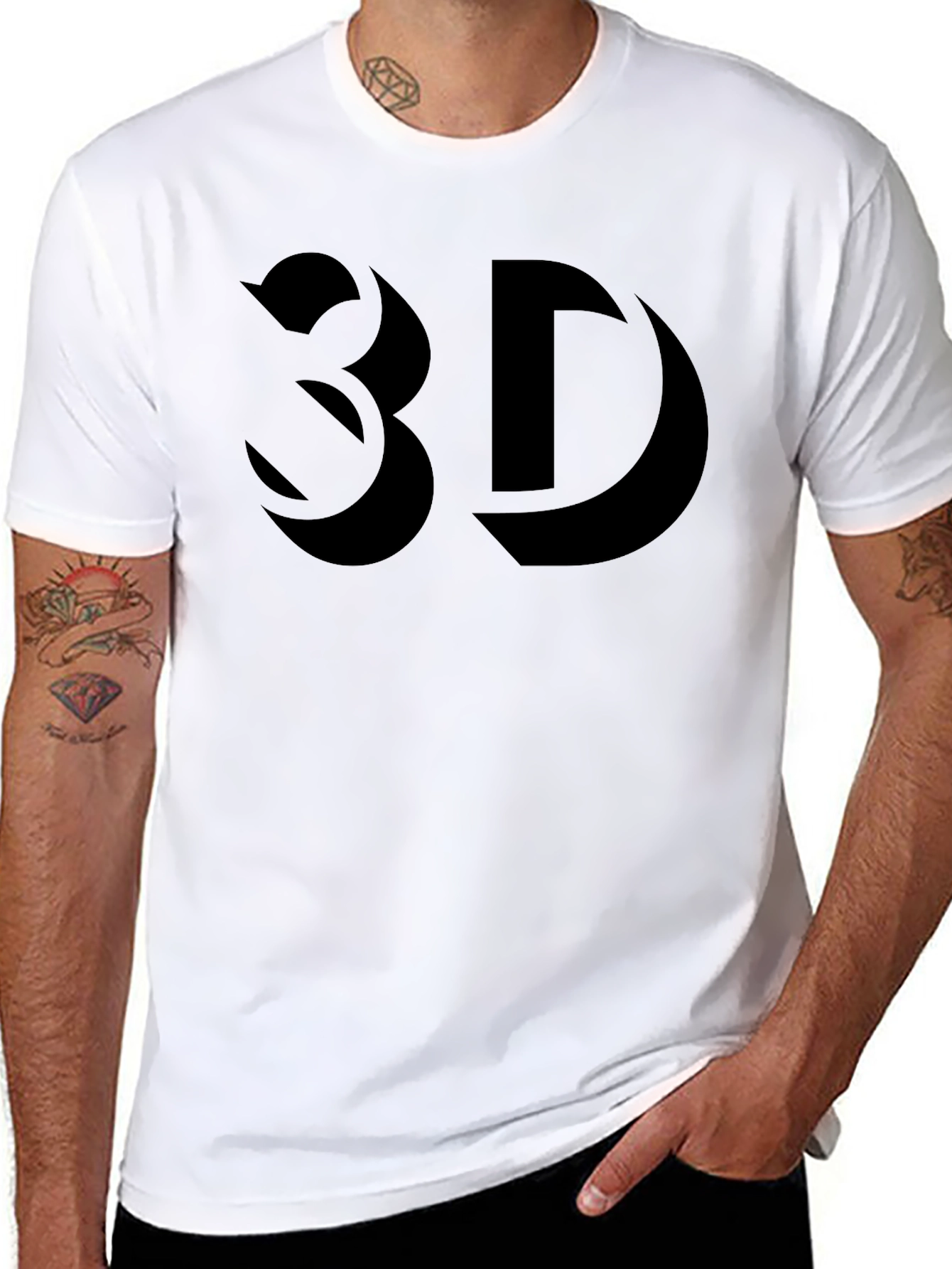 Black Bold 3D Graphic Black T-Shirt view 8
