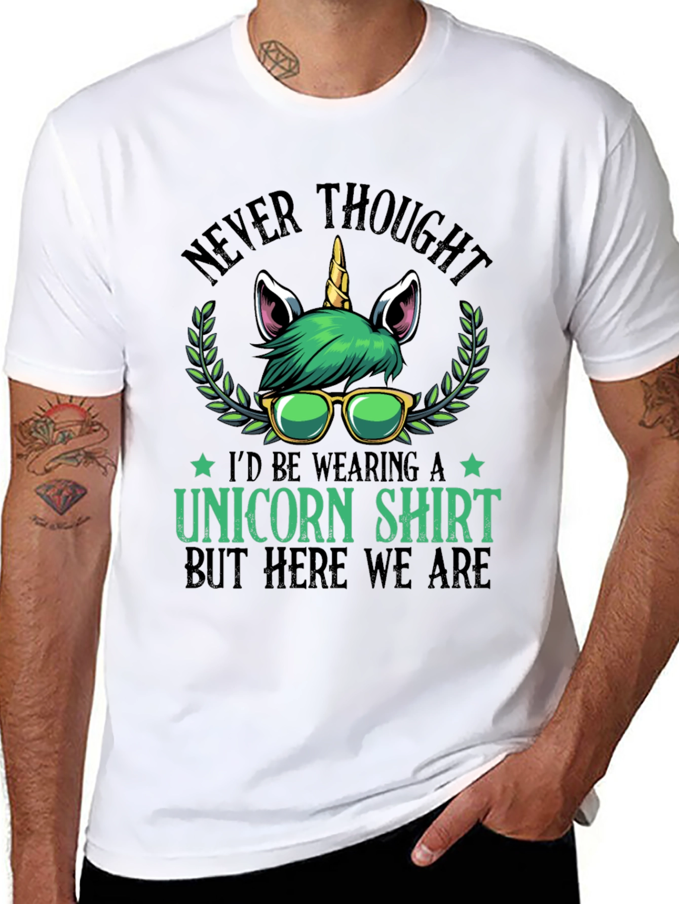 Black Never Thought Unicorn Shirt view 8