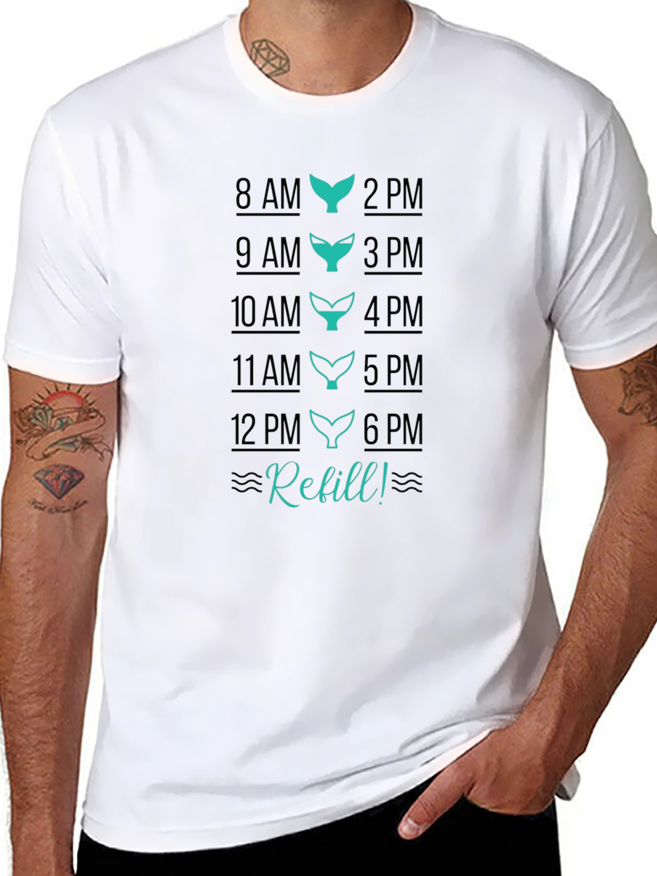 Black Refill Whale Tail Schedule T-Shirt view 8