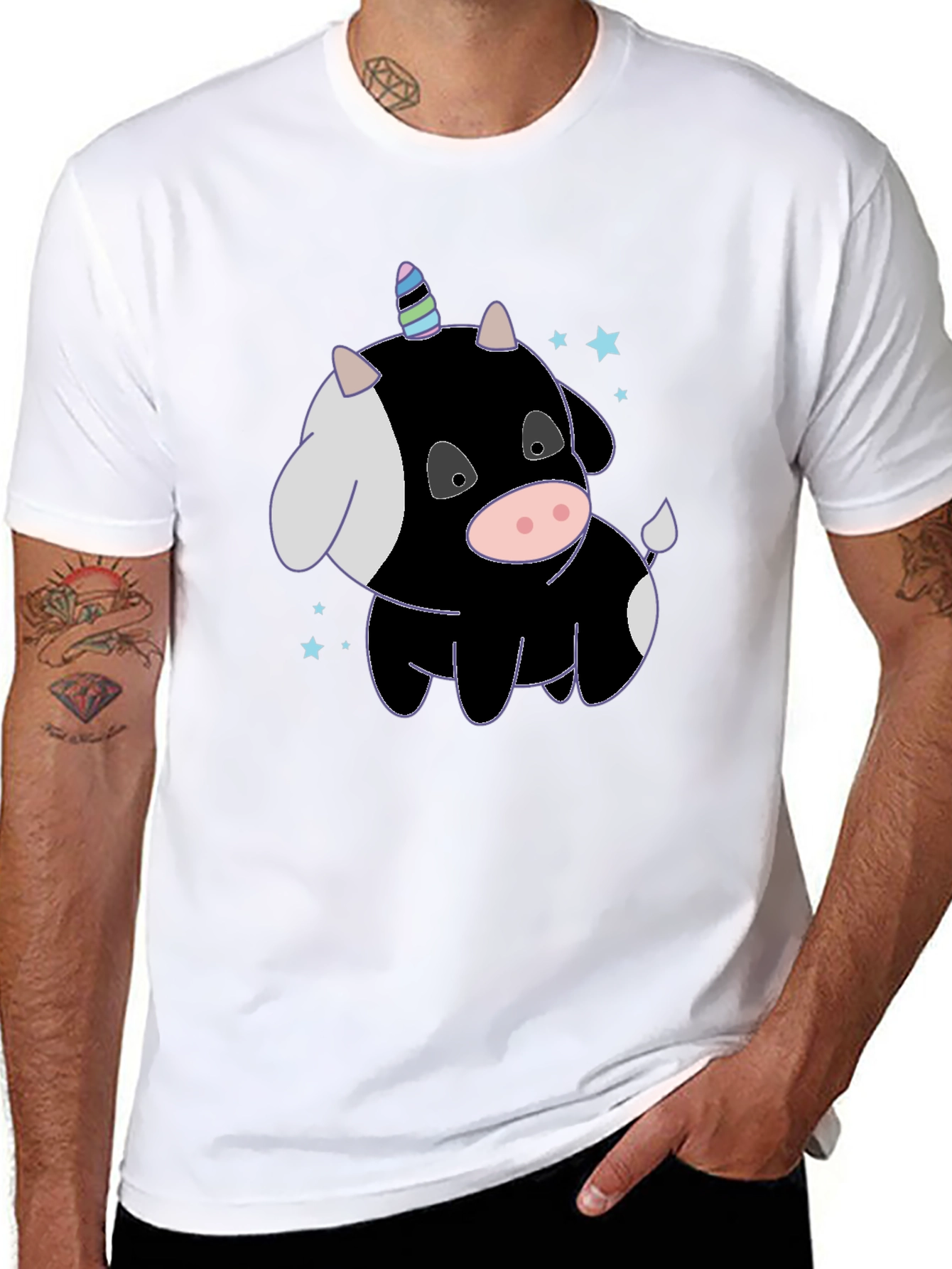 Black Unicorn Cow T-Shirt - Whimsical & Fun! view 8