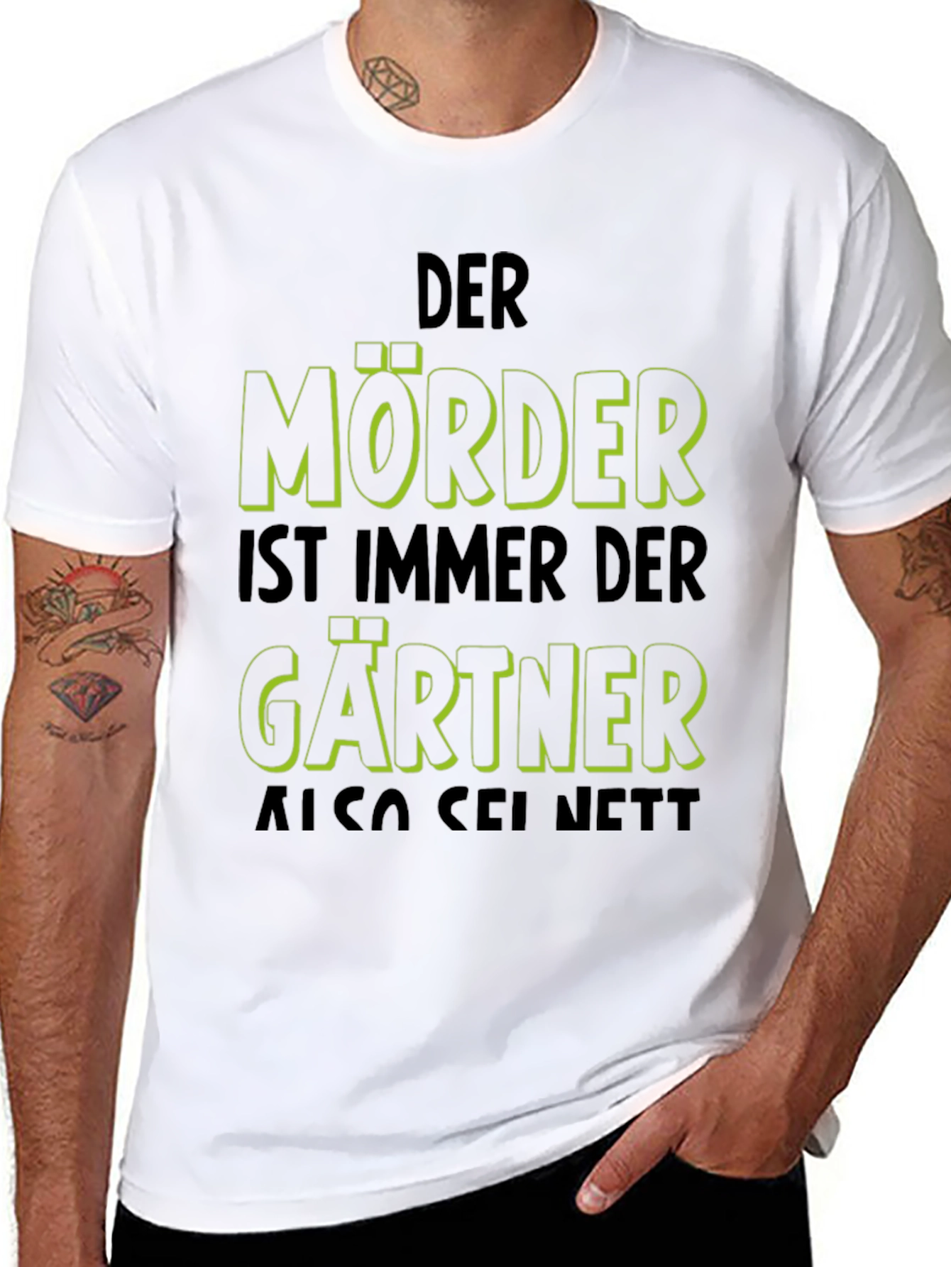 Black Der Mörder Ist Immer Der Gärtner Funny T-Shirt view 8