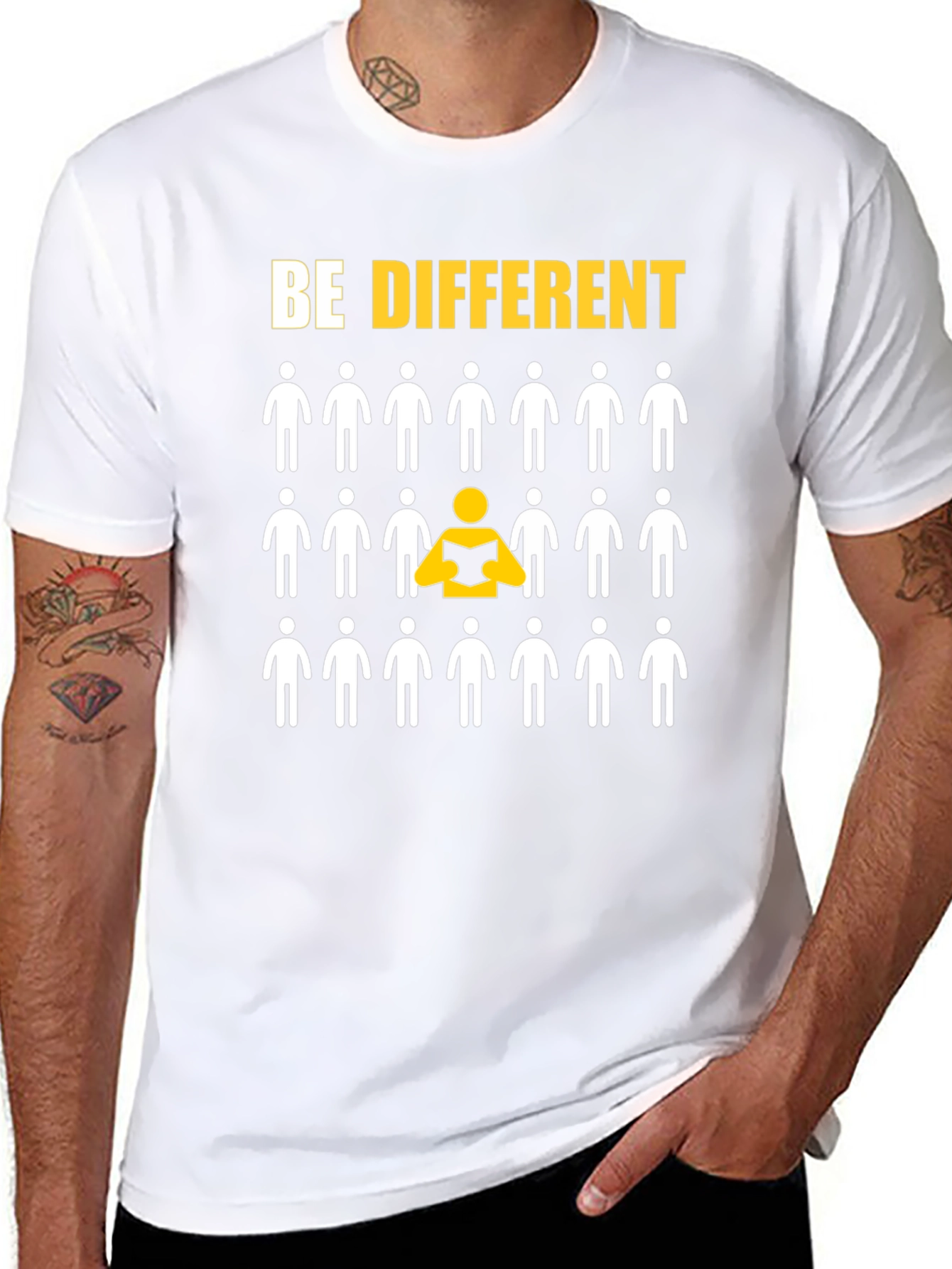 Black Be Different Graphic Tee - Unisex Crew Neck T-Shirt view 8