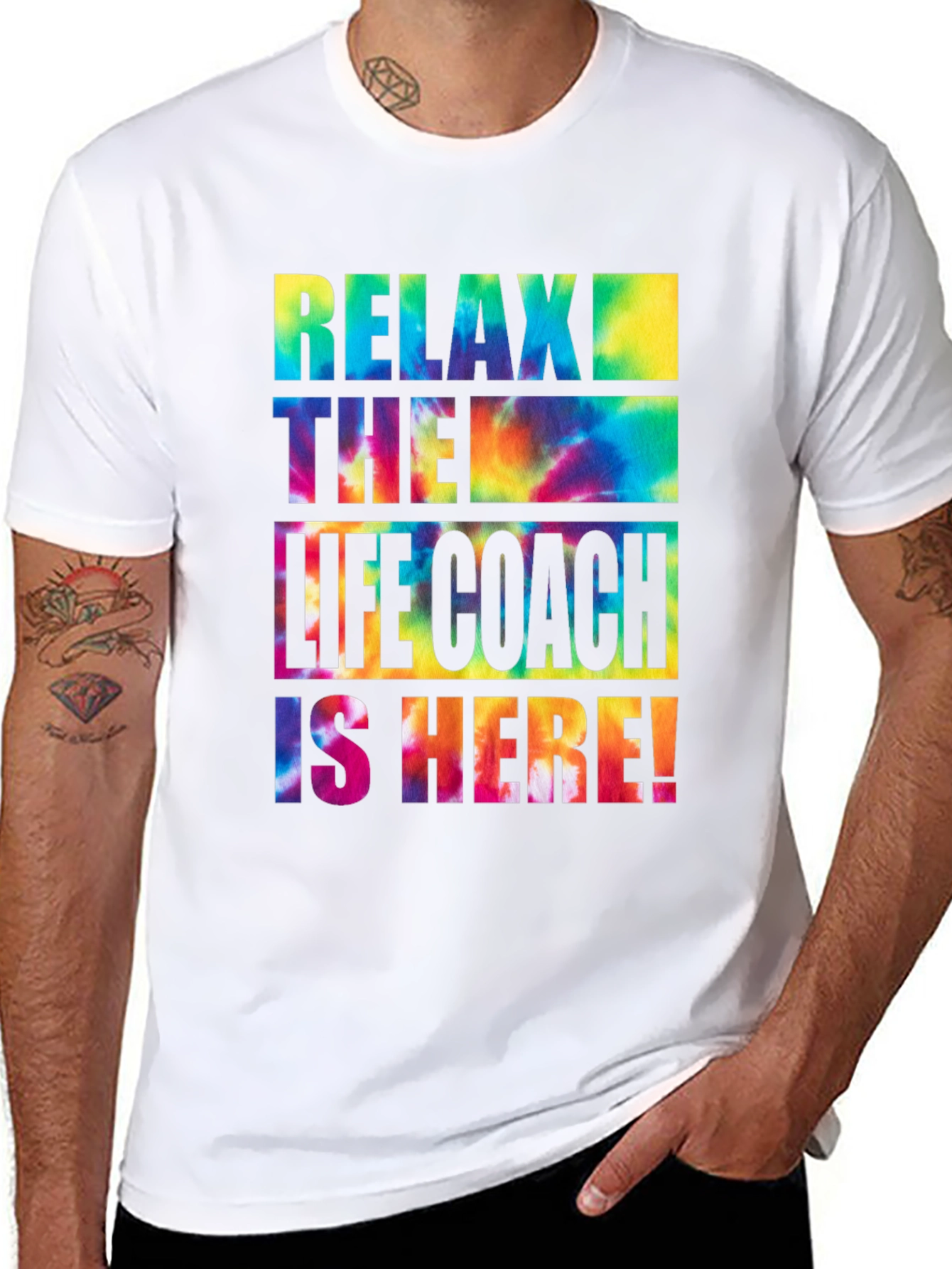 Black Relax Life Coach T-Shirt - Tie Dye Style view 8