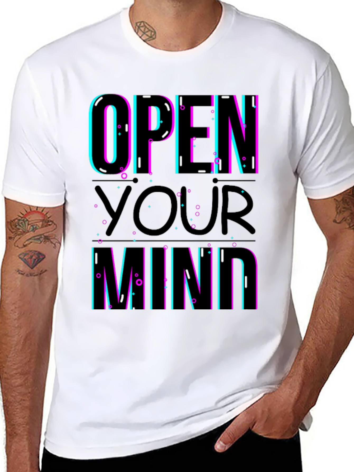 Black Open Your Mind Graphic T-Shirt - Trendy Design view 8