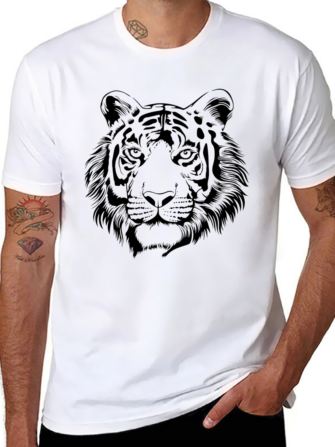 Black Tiger Graphic Black T-Shirt - Bold Animal Design view 8
