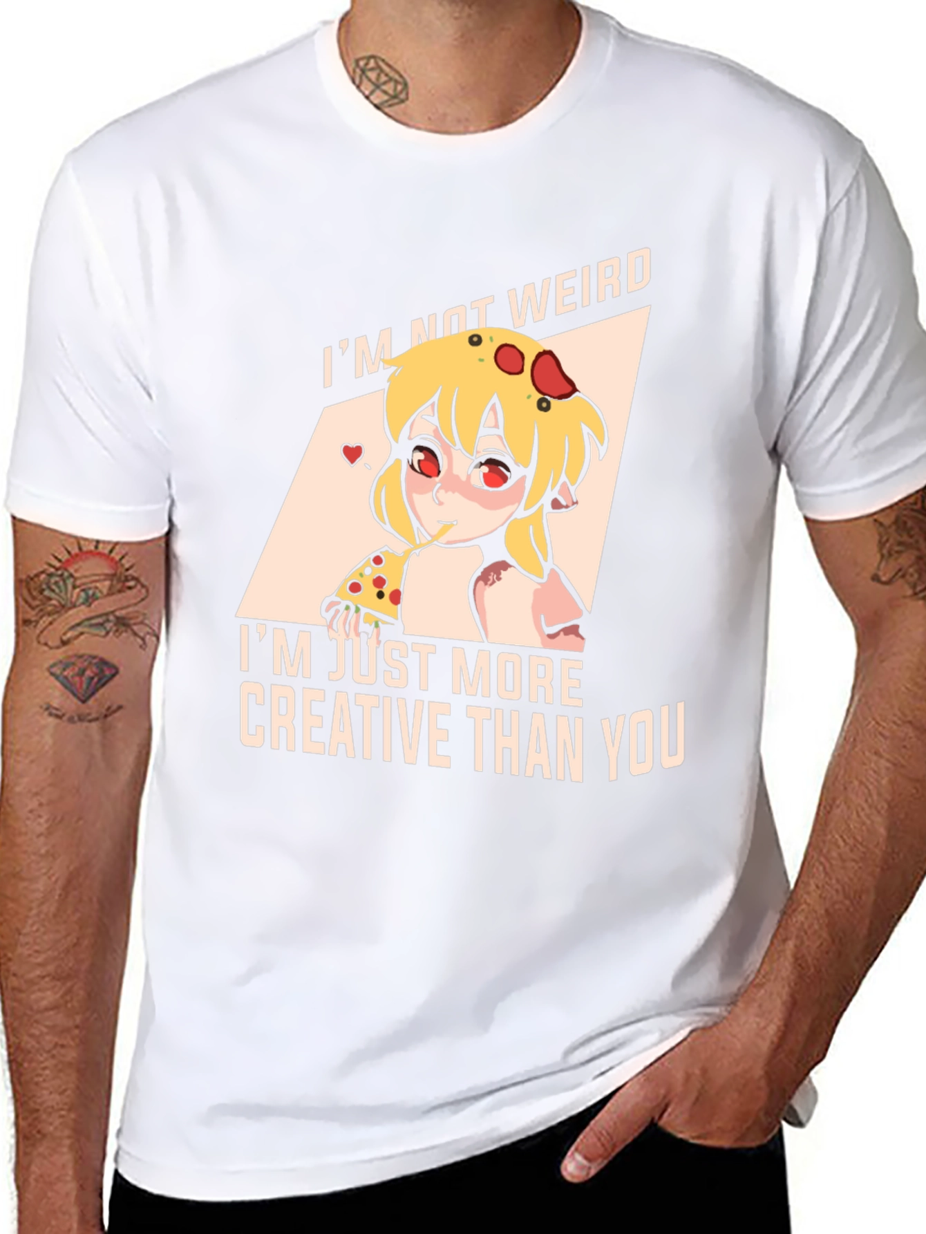 Black Creative Weirdo Pizza Lover Tee view 8