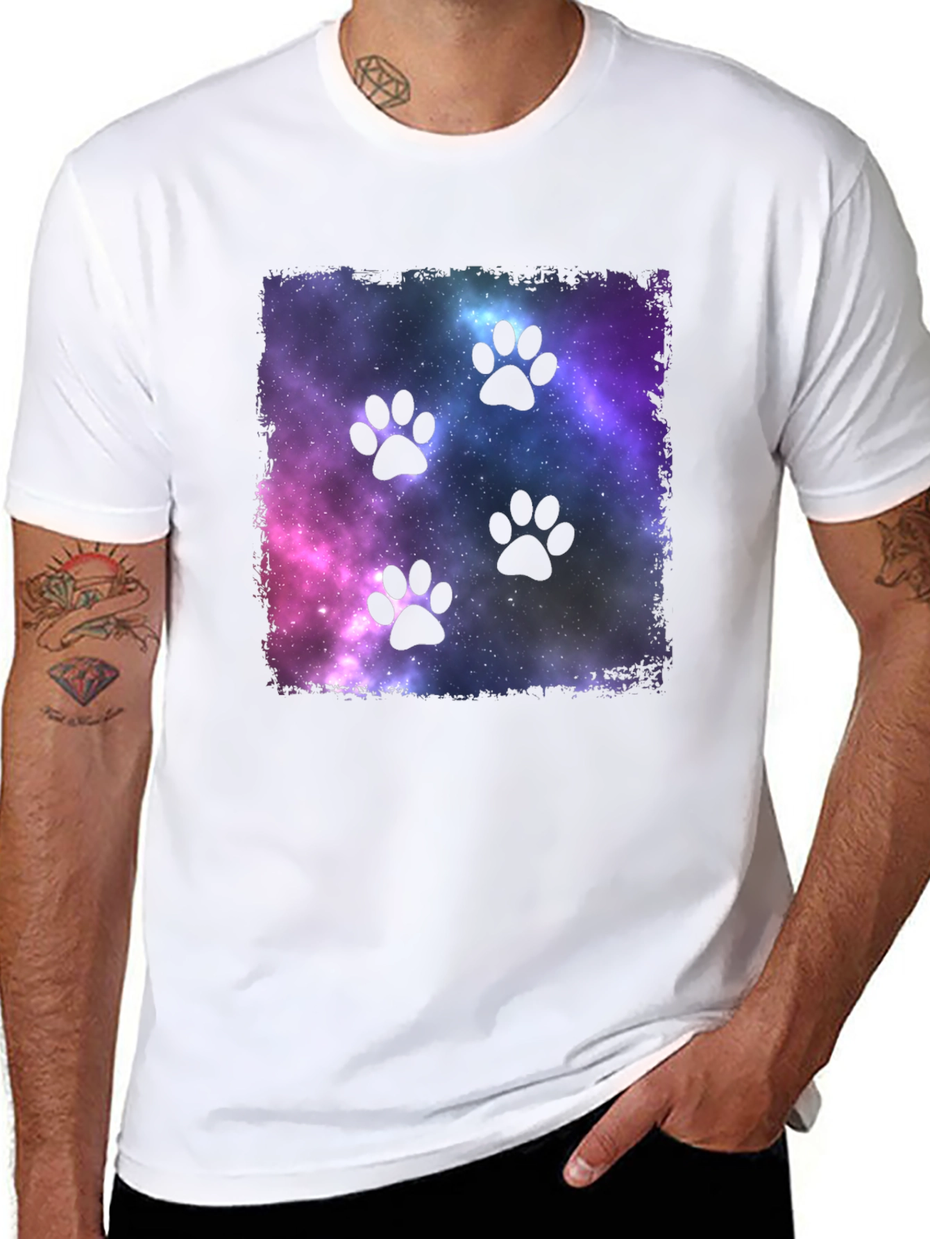 Black Galaxy Paw Print T-Shirt view 8