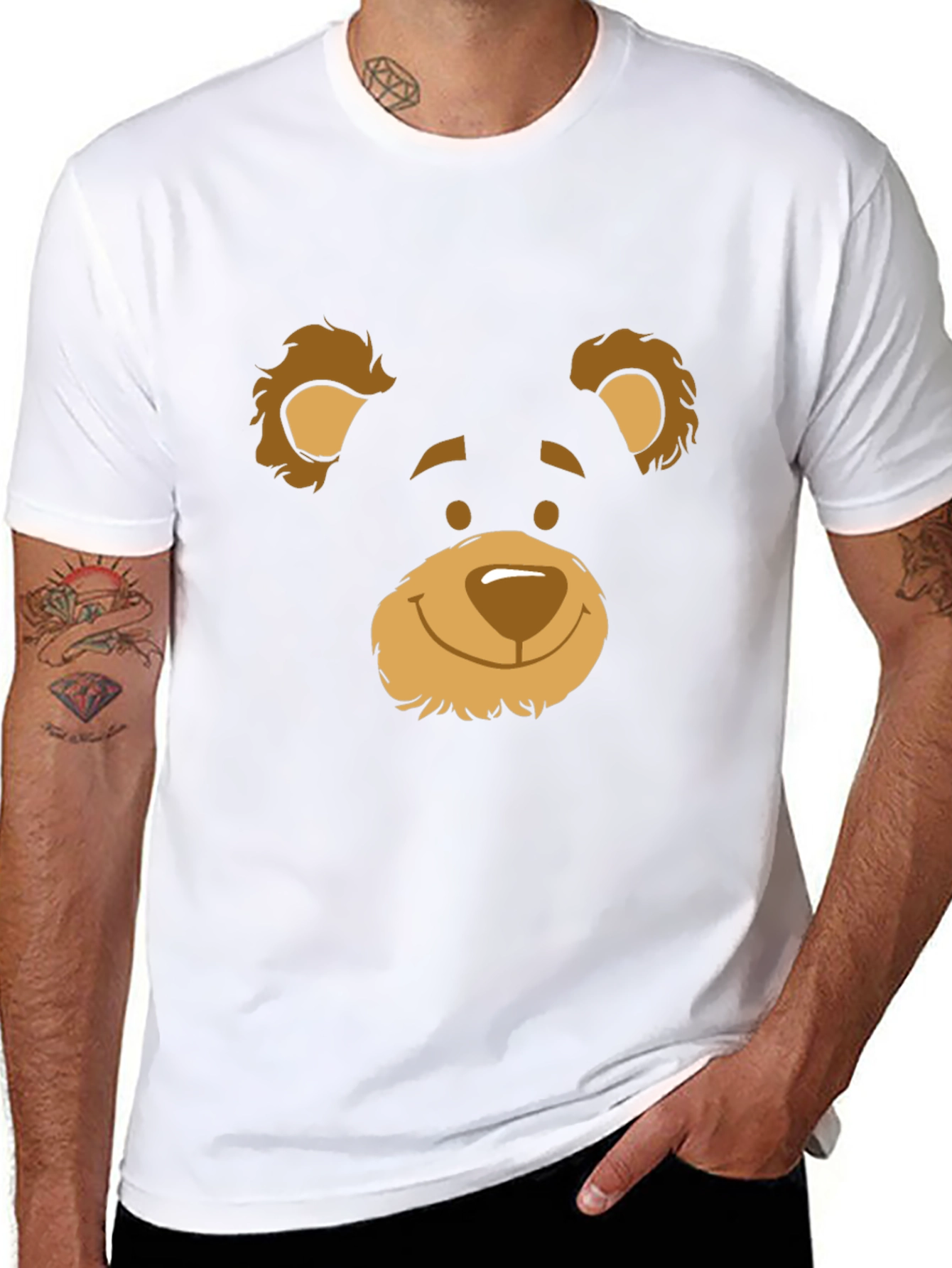 Black Black T-Shirt with Bear Face Graphic view 8
