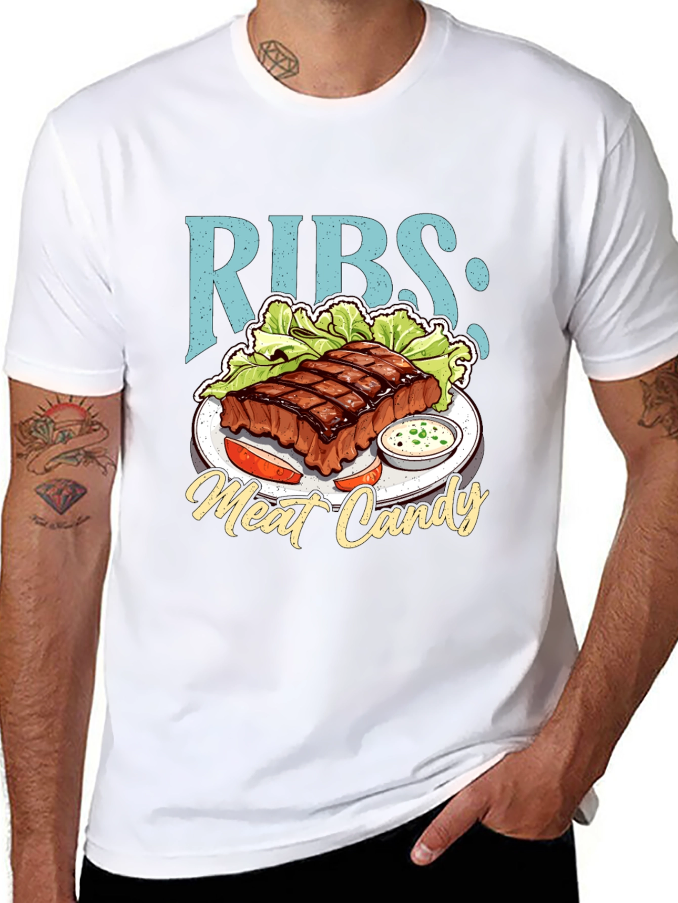 Black RIBS: Meat Candy T-Shirt - BBQ Lover Tee view 8