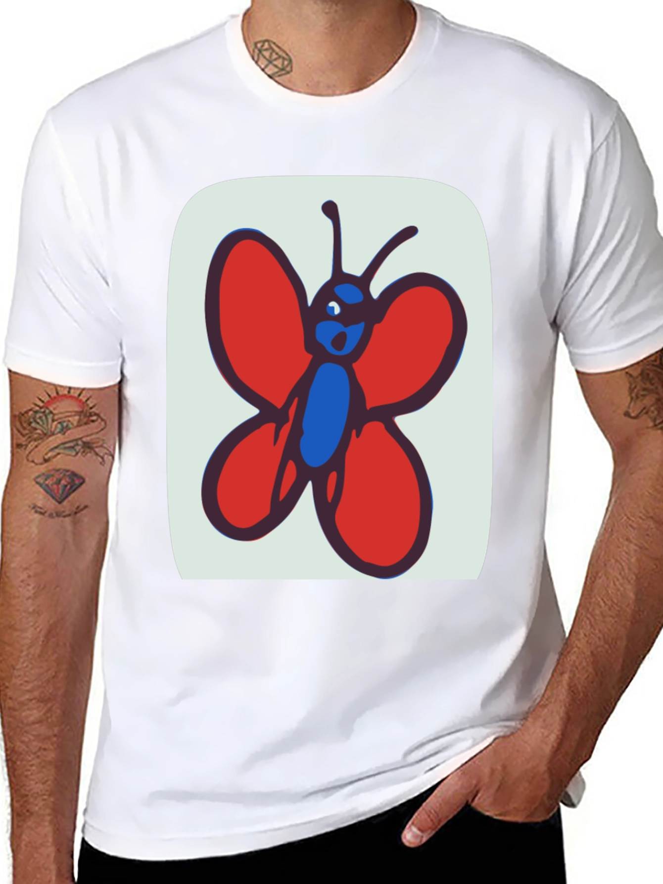 Black Whimsical Butterfly Graphic Tee - Soft Cotton Black T-Shirt view 8