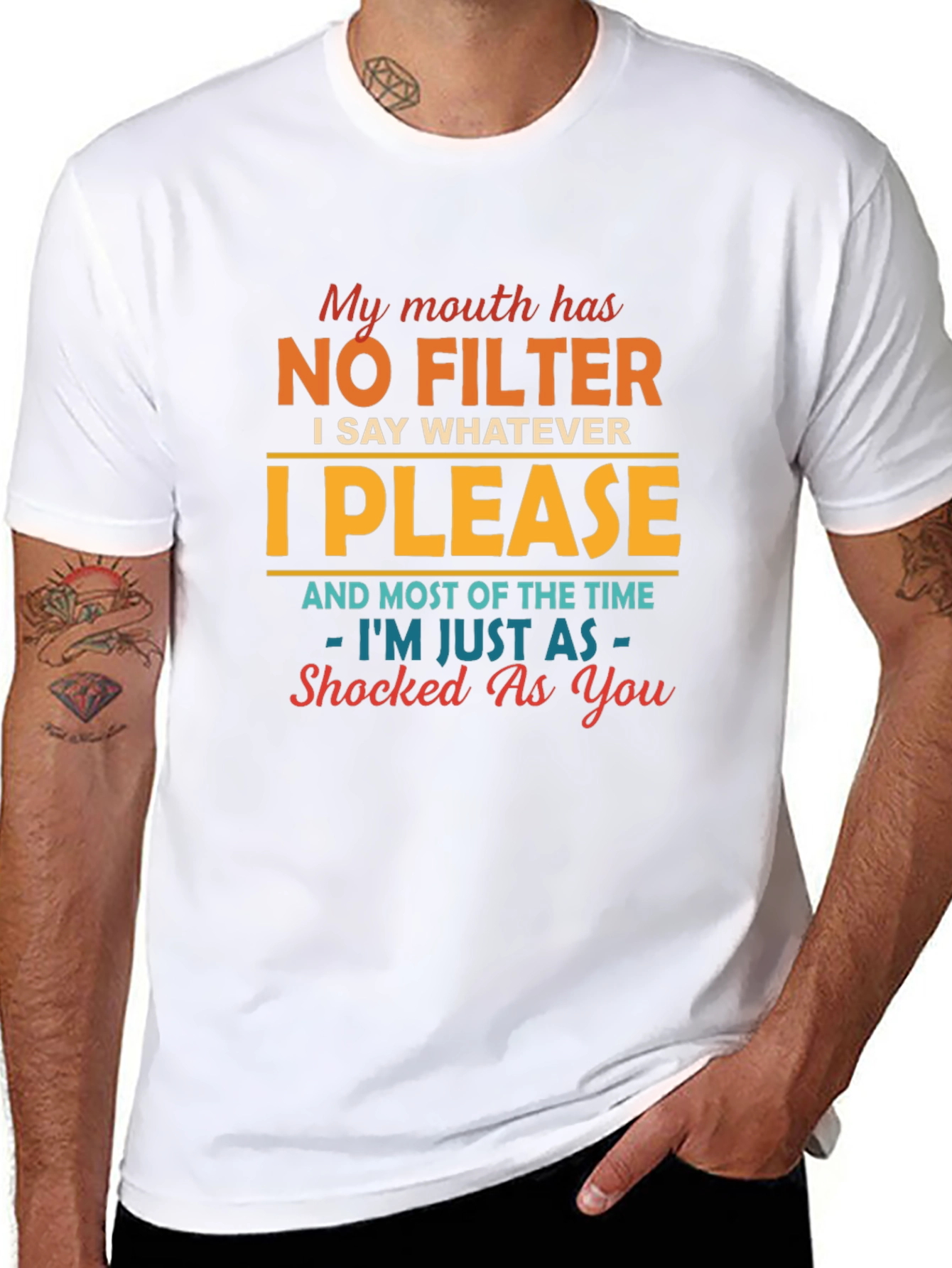 Black No Filter T-Shirt - Funny Sarcastic Humor Tee view 8