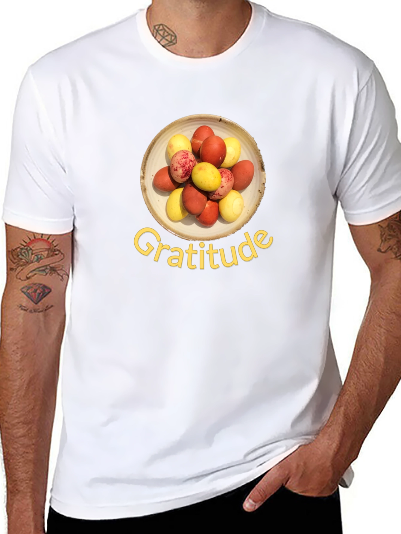 Black Gratitude T-Shirt: Colorful Egg Design, Soft Cotton Blend view 8