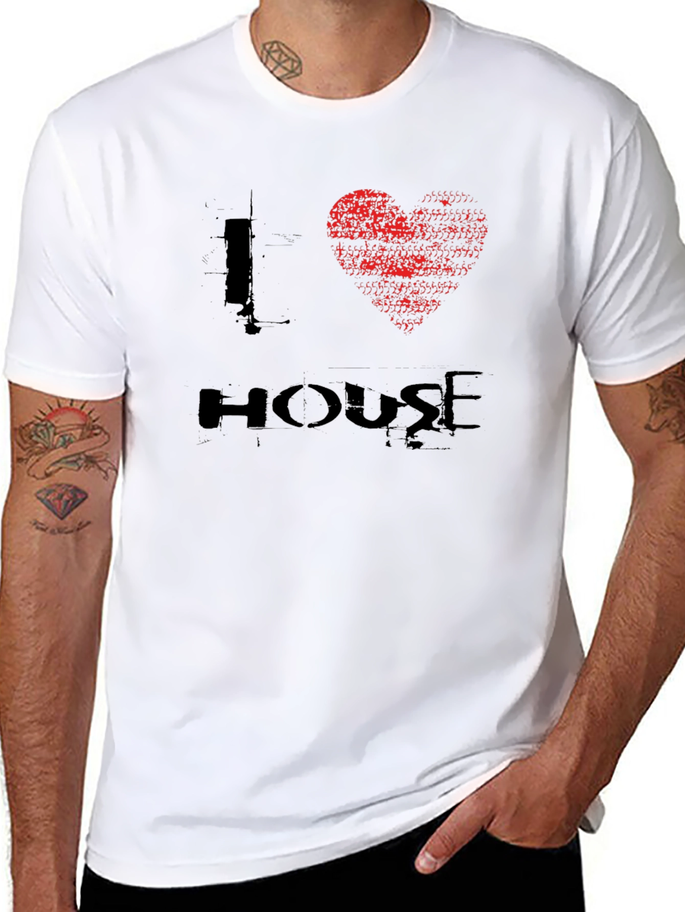 Black I Heart House Music Black Graphic T-Shirt view 8