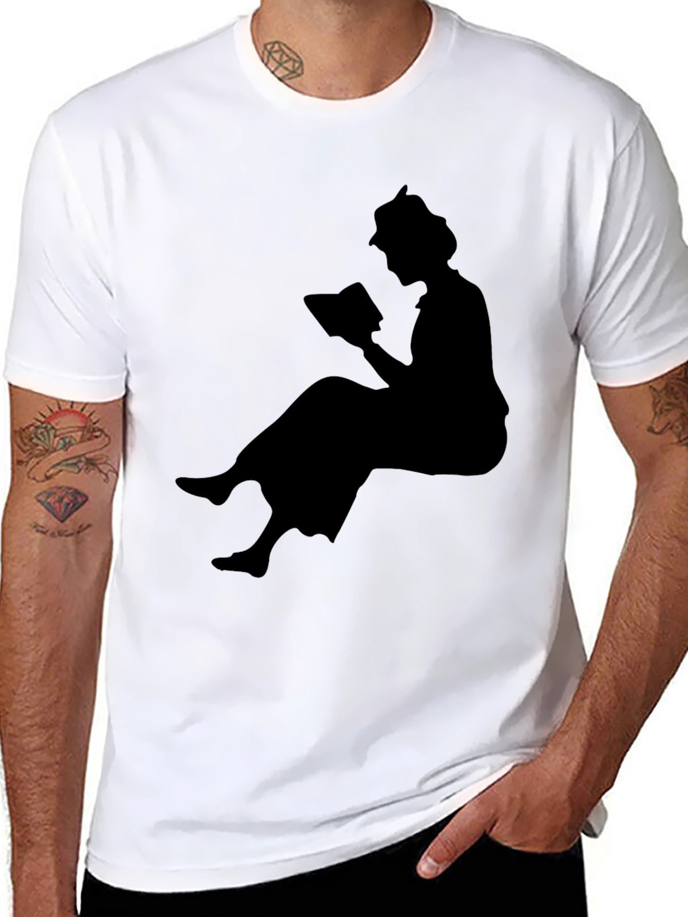 Black Silhouette Reading T-Shirt - Black view 8