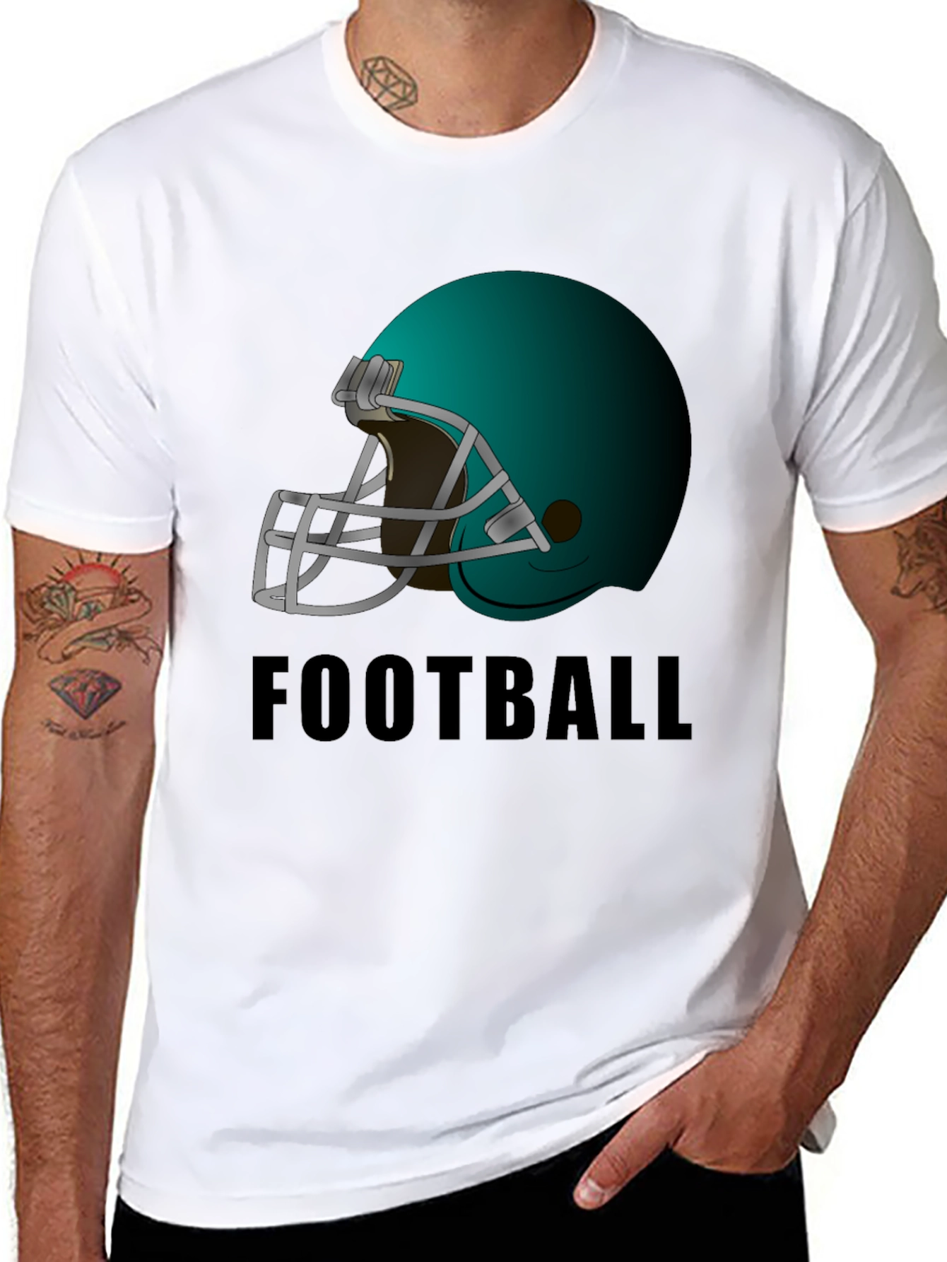 Black Football Helmet Graphic Tee - Black Cotton T-Shirt view 8