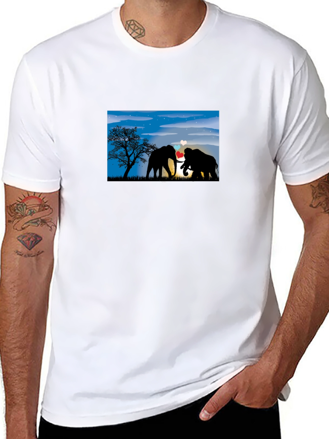 Black Elephant Love T-Shirt - Black Tee view 8
