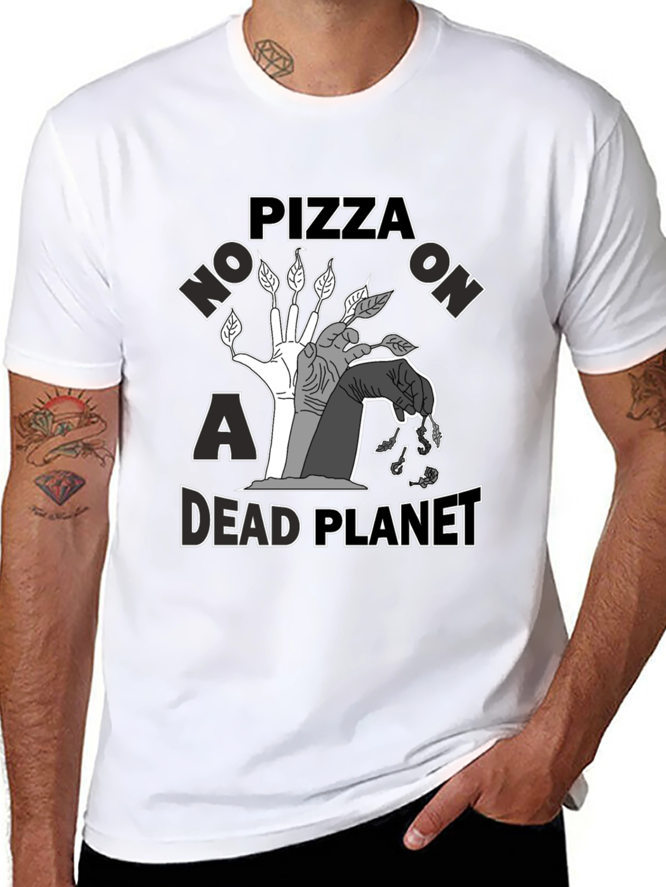 Black Pizza on a Dead Planet Graphic T-Shirt view 8