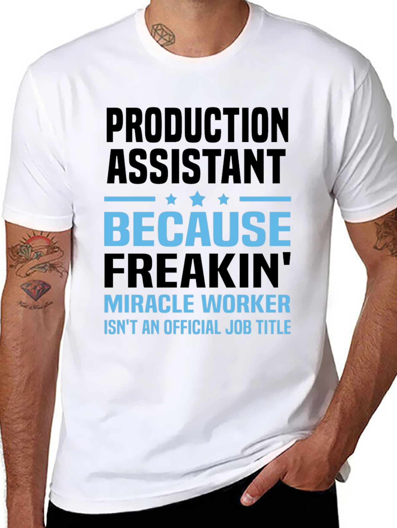 Black Production Assistant Miracle Worker Funny T-Shirt view 8