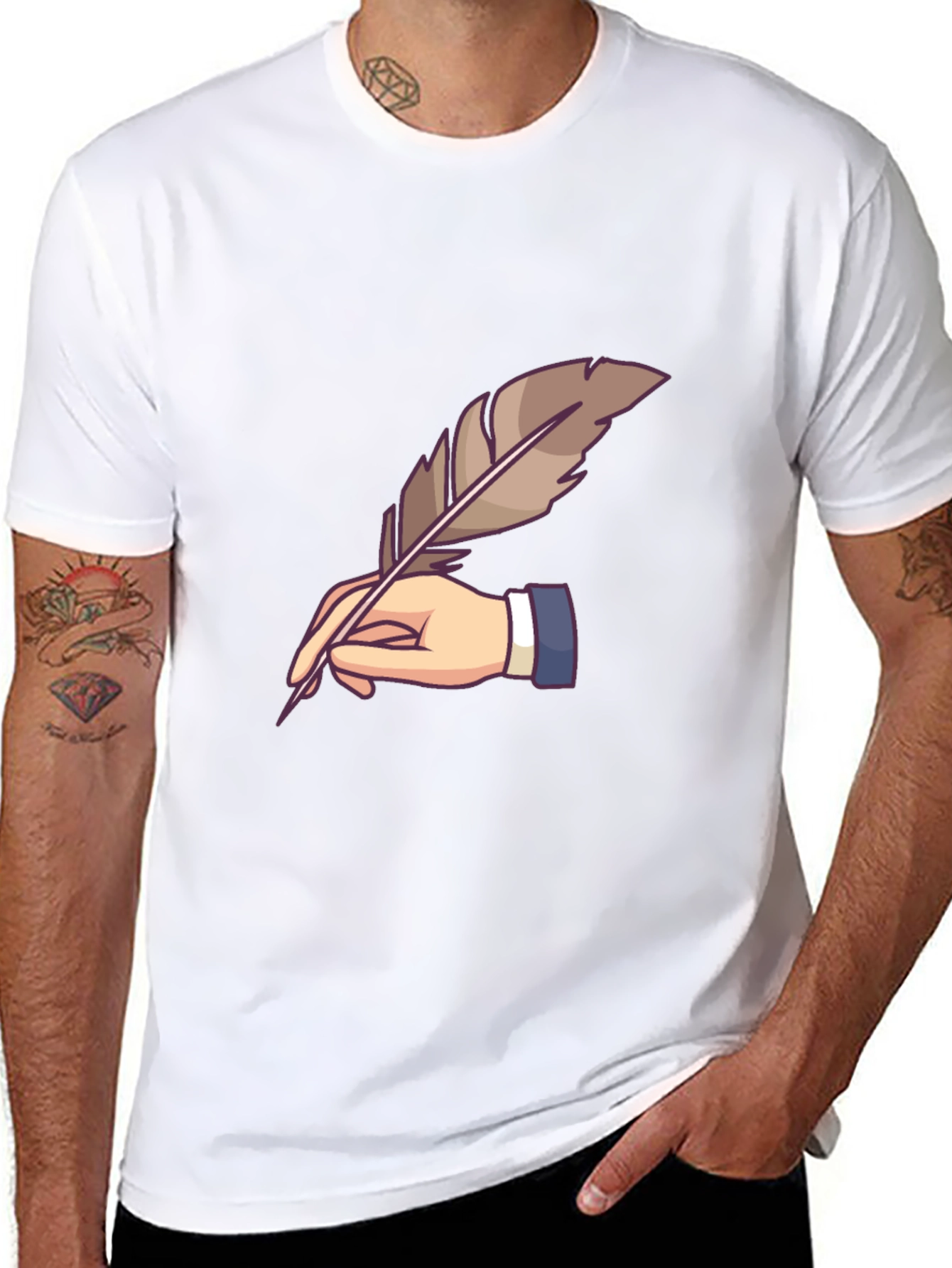 Black Quill Pen Writer Graphic Tee view 8
