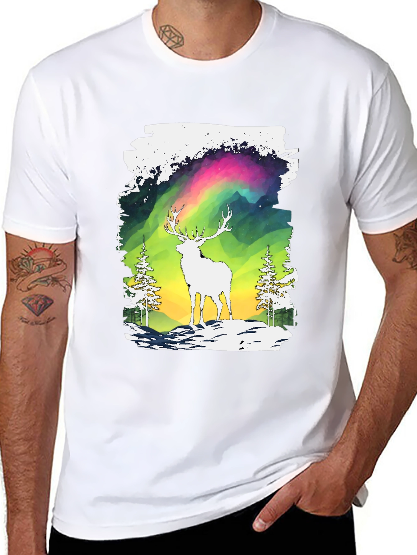 Black Deer Aurora Graphic T-Shirt view 8