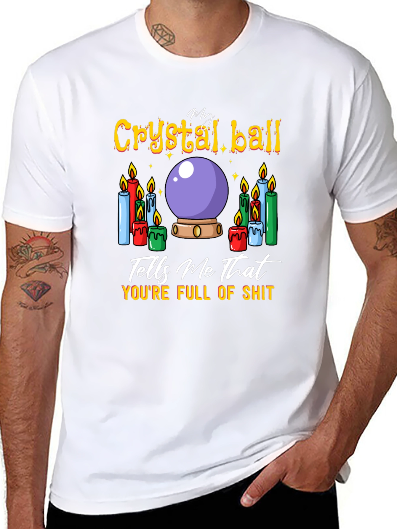 Black Crystal Ball Humor Graphic T-Shirt view 8