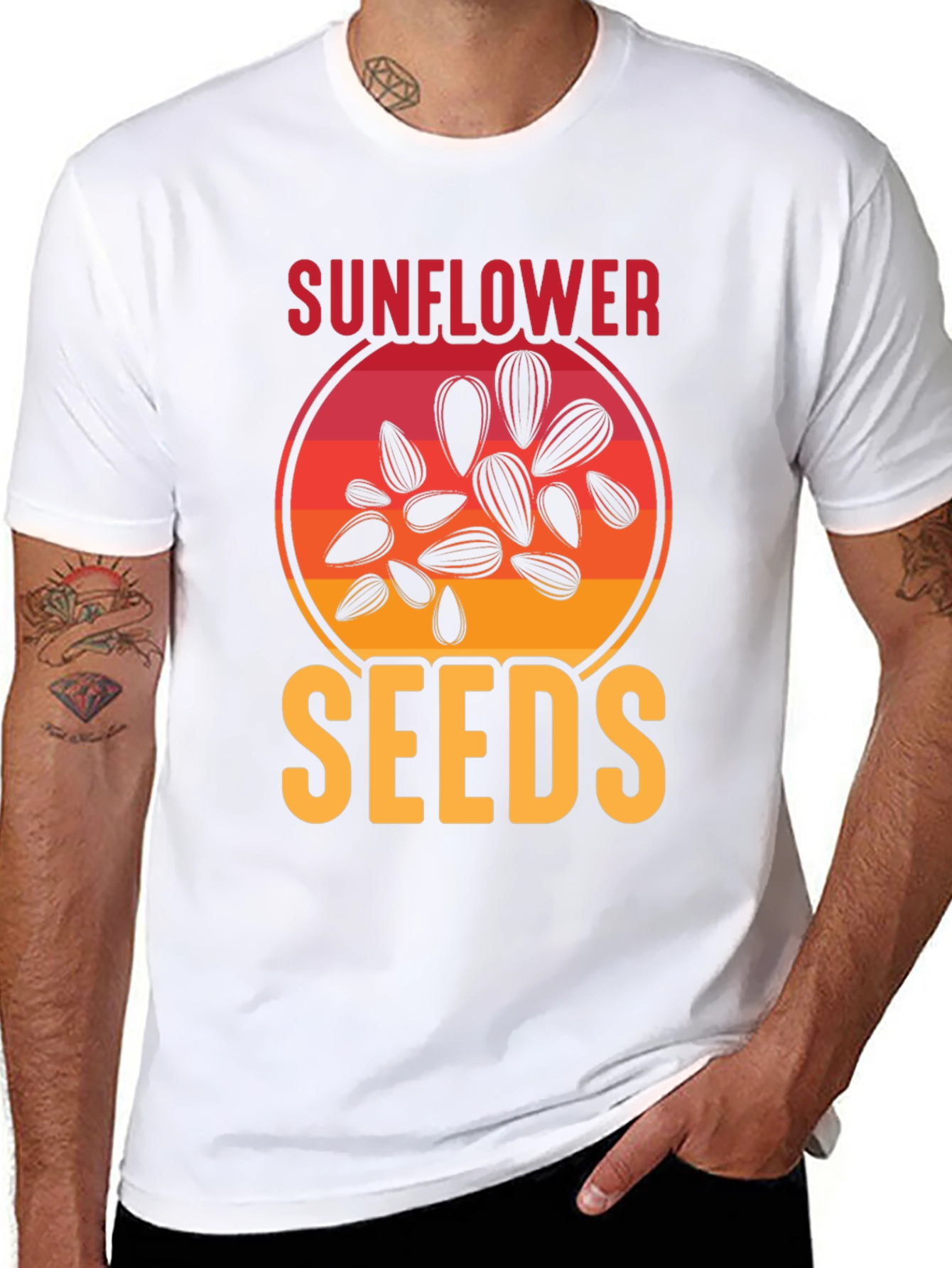 Black Sunflower Seeds Graphic Tee - Unisex Black T-Shirt view 8