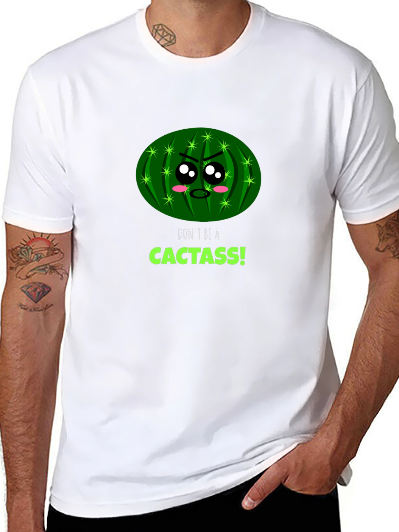 Black Don't be a Cactass! Graphic Tee view 8